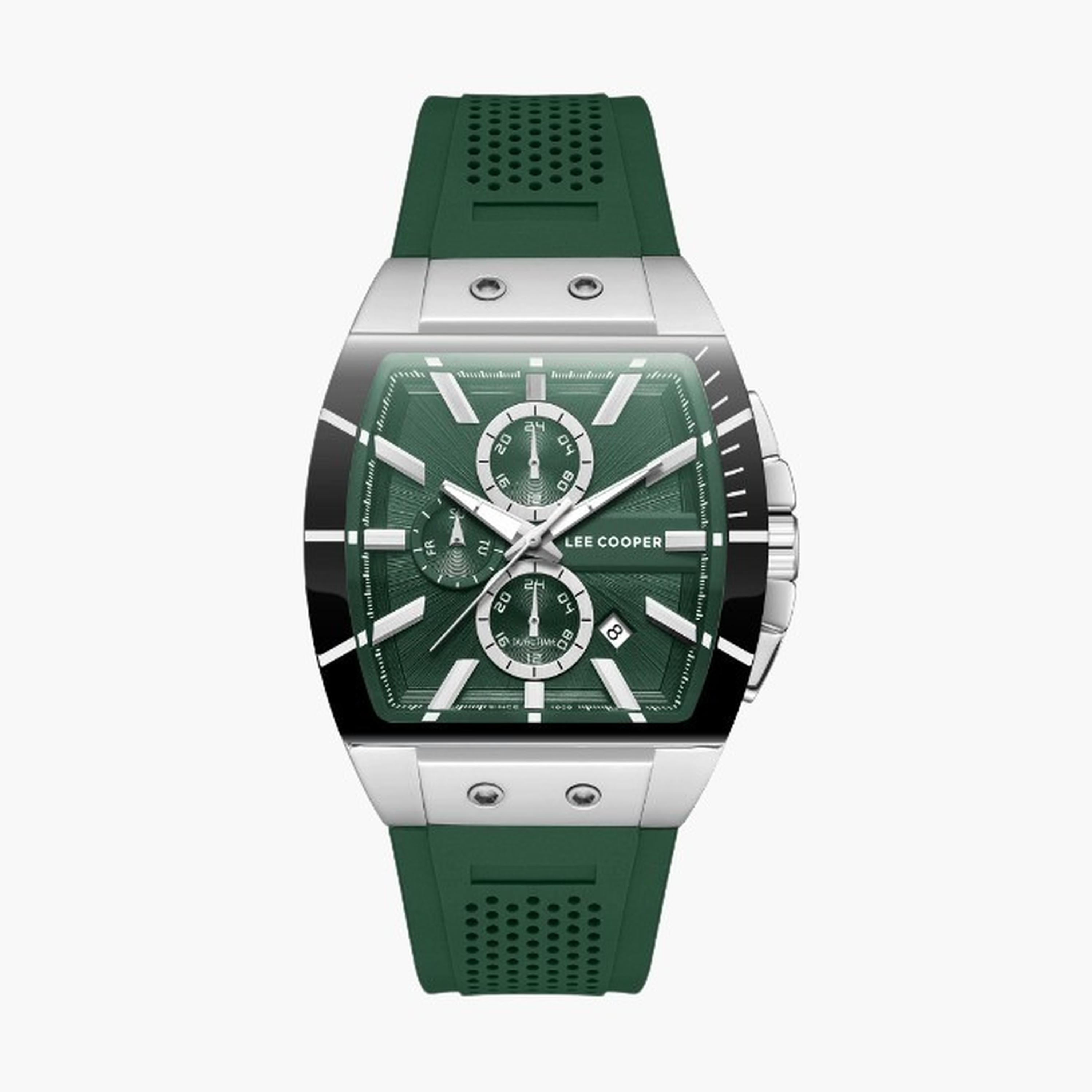لي كوبر- ساعة رجالية 52 مم كرونوغراف سوار سيليكون لون أخضر غامق-men-watchesandjewellery-watches-image-1