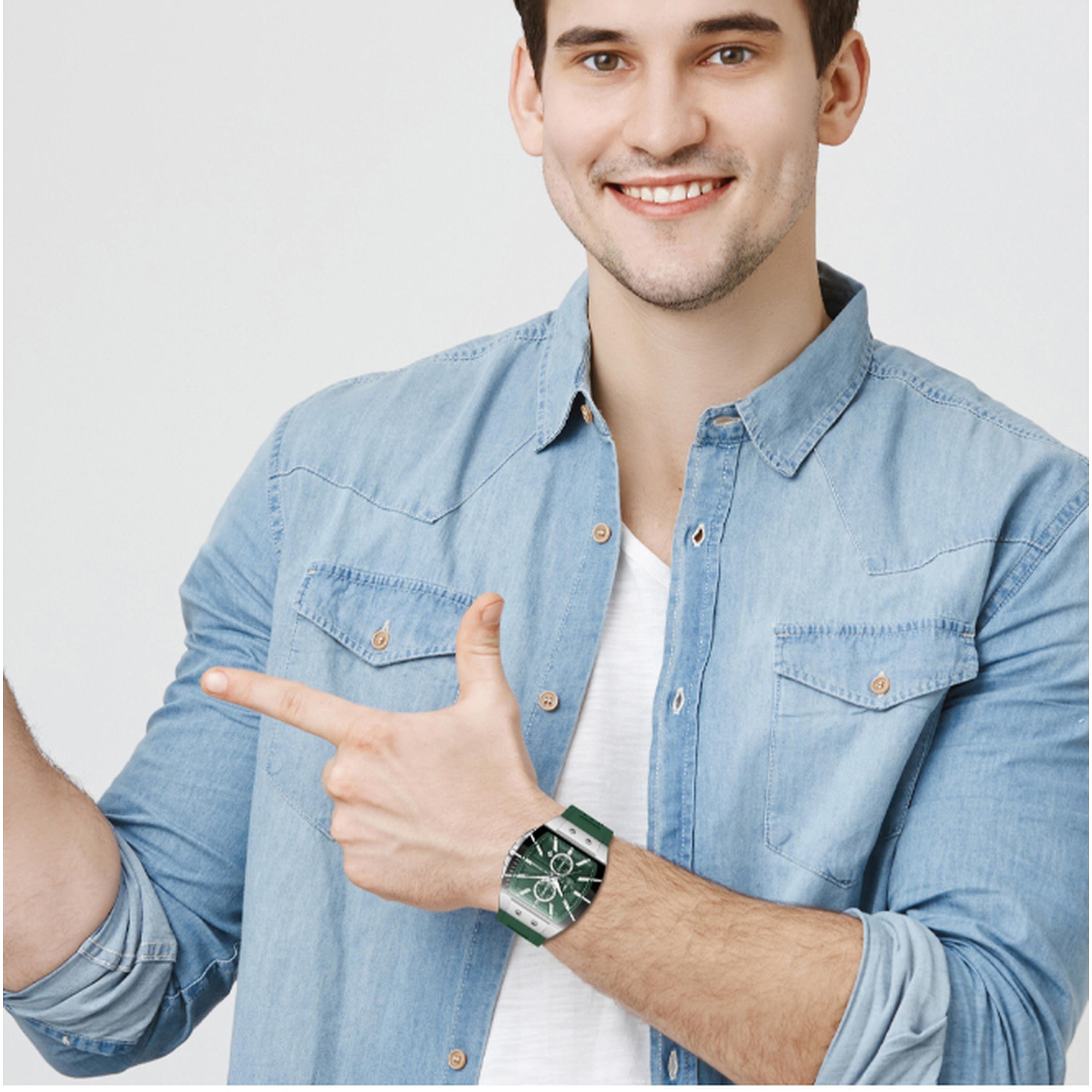لي كوبر- ساعة رجالية 52 مم كرونوغراف سوار سيليكون لون أخضر غامق-men-watchesandjewellery-watches-image-7