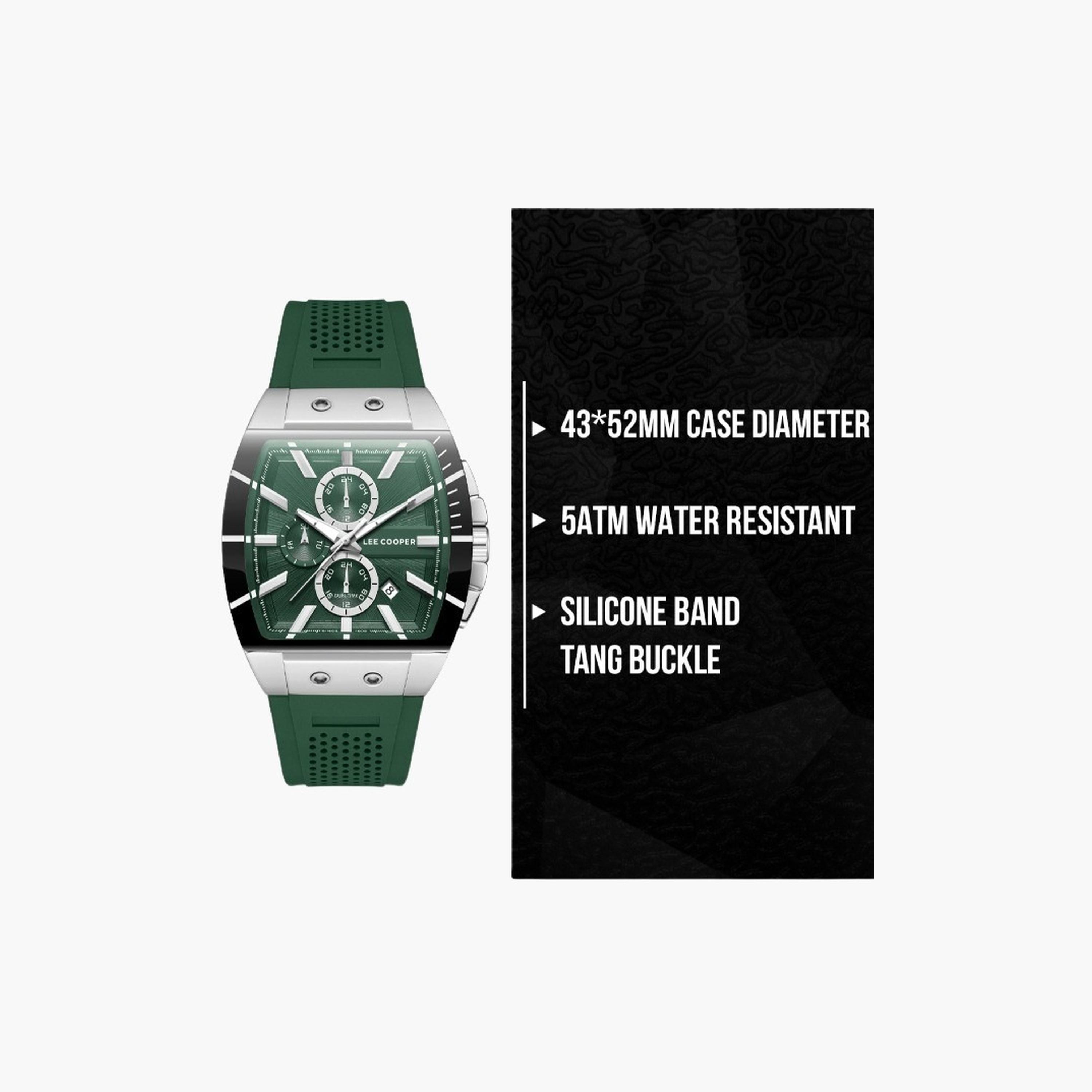 لي كوبر- ساعة رجالية 52 مم كرونوغراف سوار سيليكون لون أخضر غامق-men-watchesandjewellery-watches-image-9