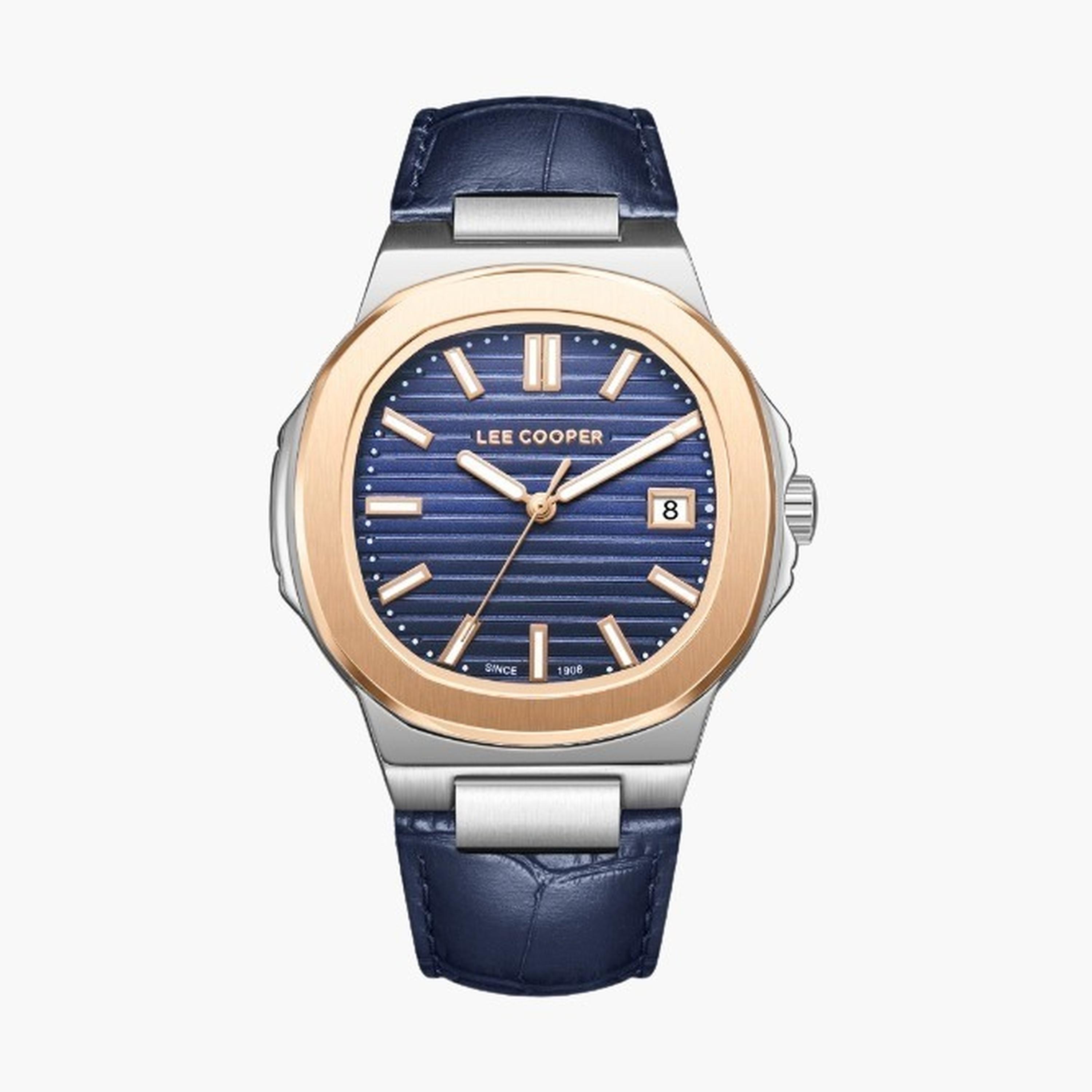 Lee Cooper Men's 42MM Blue Analog Leather Strap Watch | LC08108.599-men-watchesandjewellery-watches-image-1