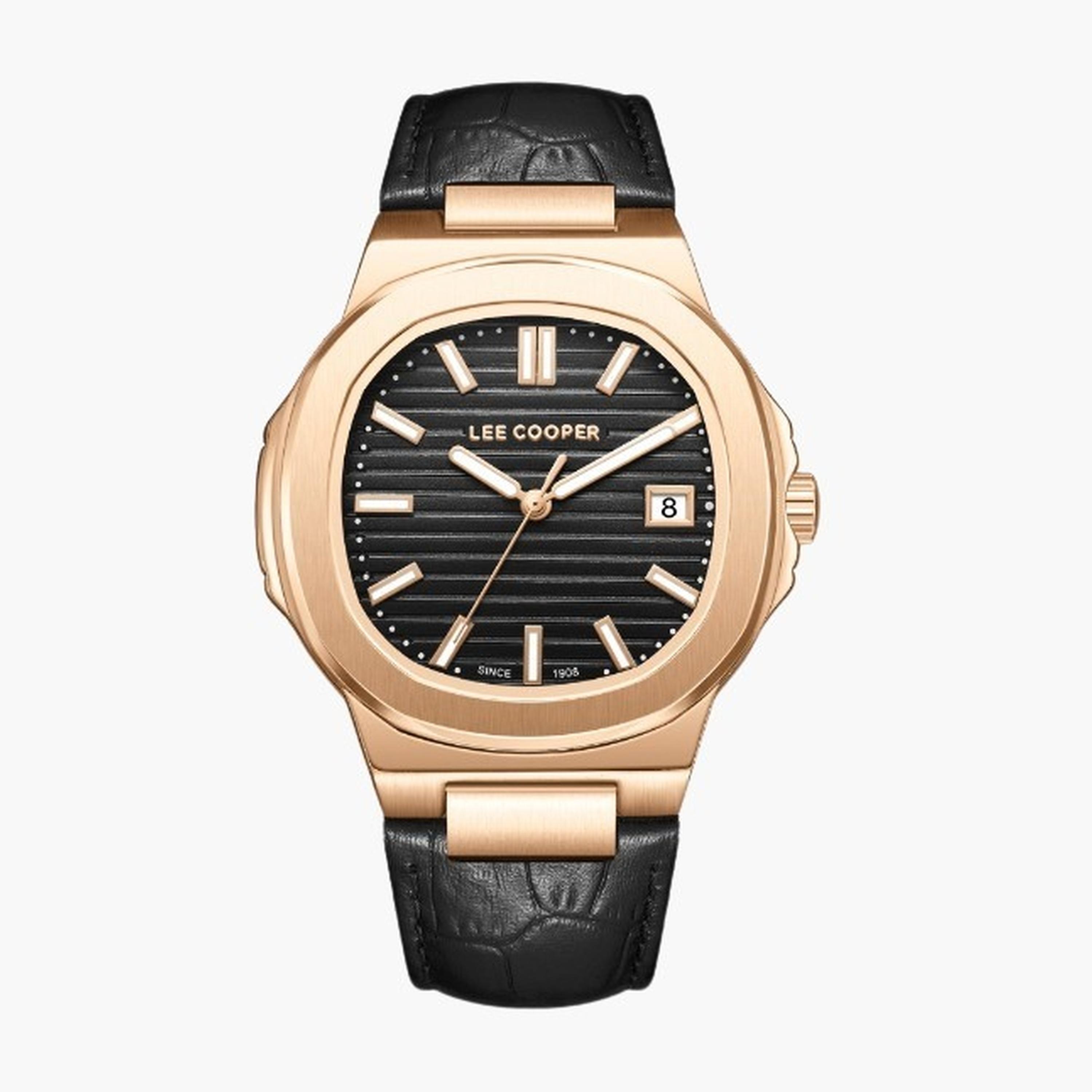 لي كوبر- ساعة رجالية 42 مم تناظرية سوار جلدي لون أسود-men-watchesandjewellery-watches-image-1