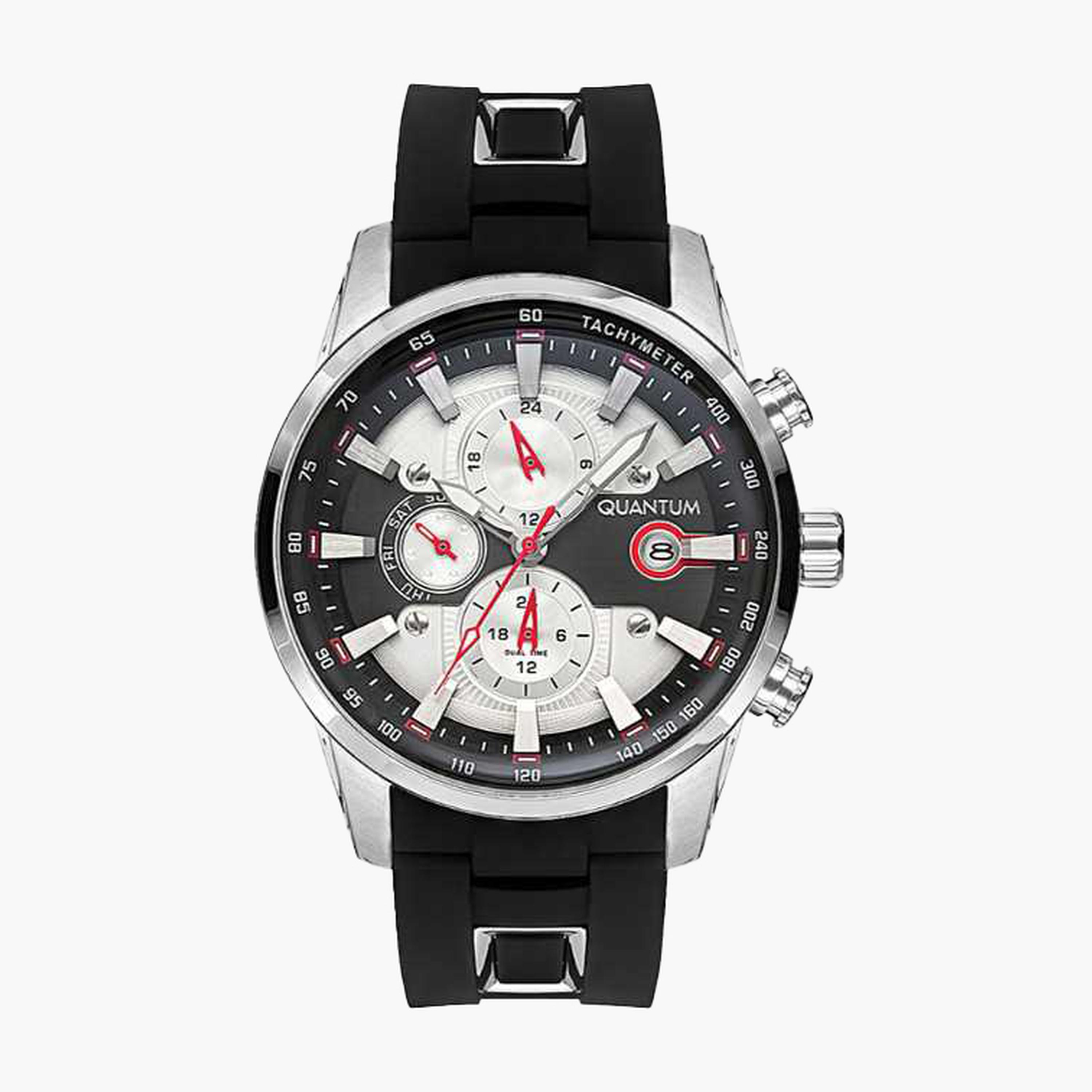 Quantum Men's 47MM Black Chronograph Silicone Strap Watch | ADG678.331-men-watchesandjewellery-watches-image-1