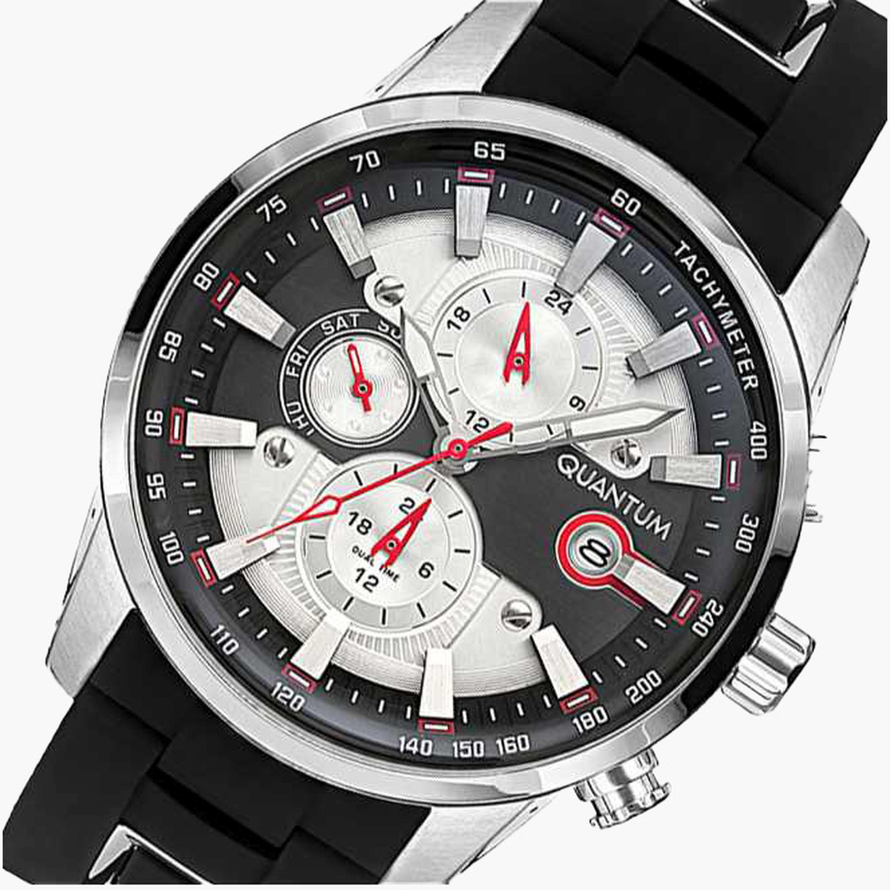 Quantum Men's 47MM Black Chronograph Silicone Strap Watch | ADG678.331-men-watchesandjewellery-watches-image-5