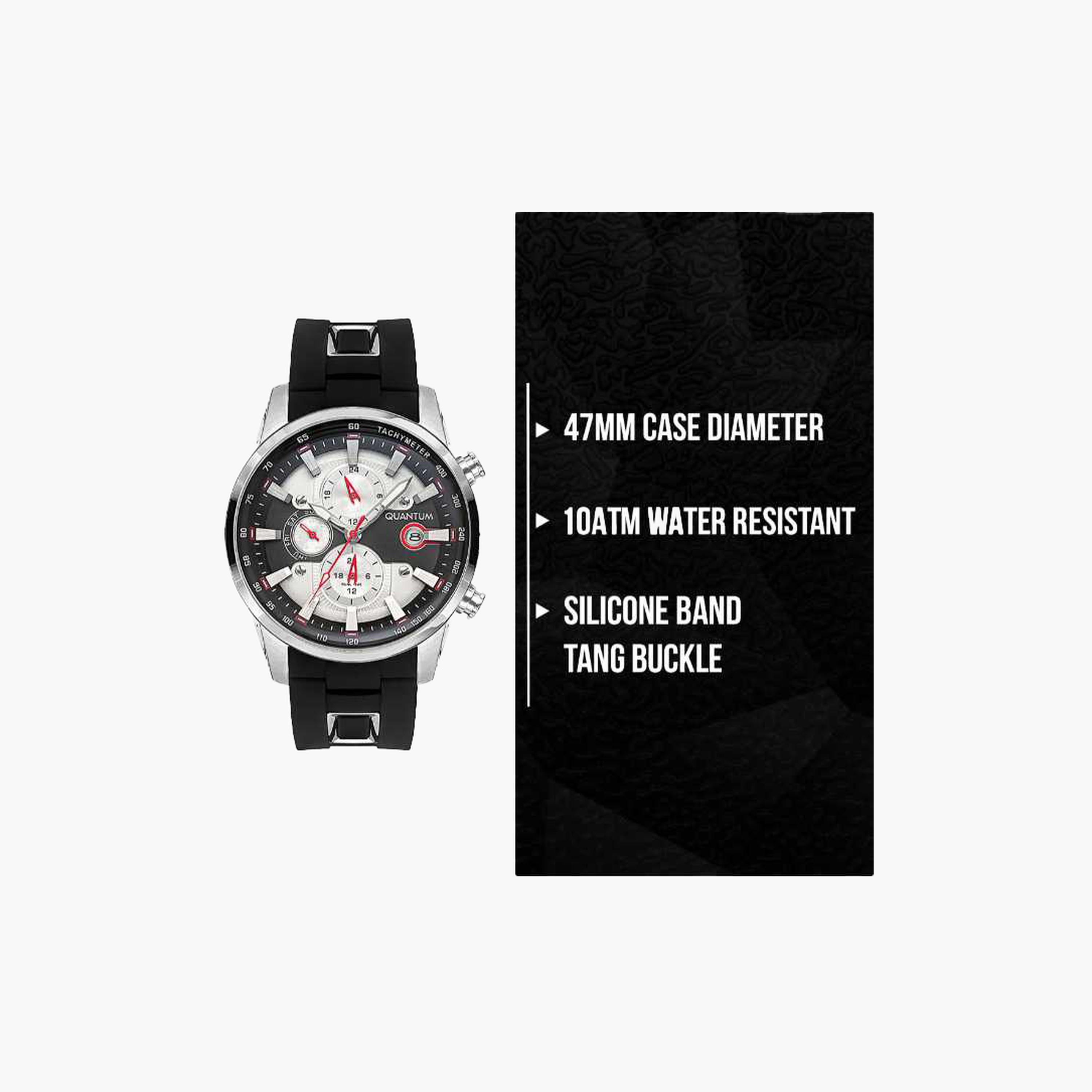 Quantum Men's 47MM Black Chronograph Silicone Strap Watch | ADG678.331-men-watchesandjewellery-watches-image-9