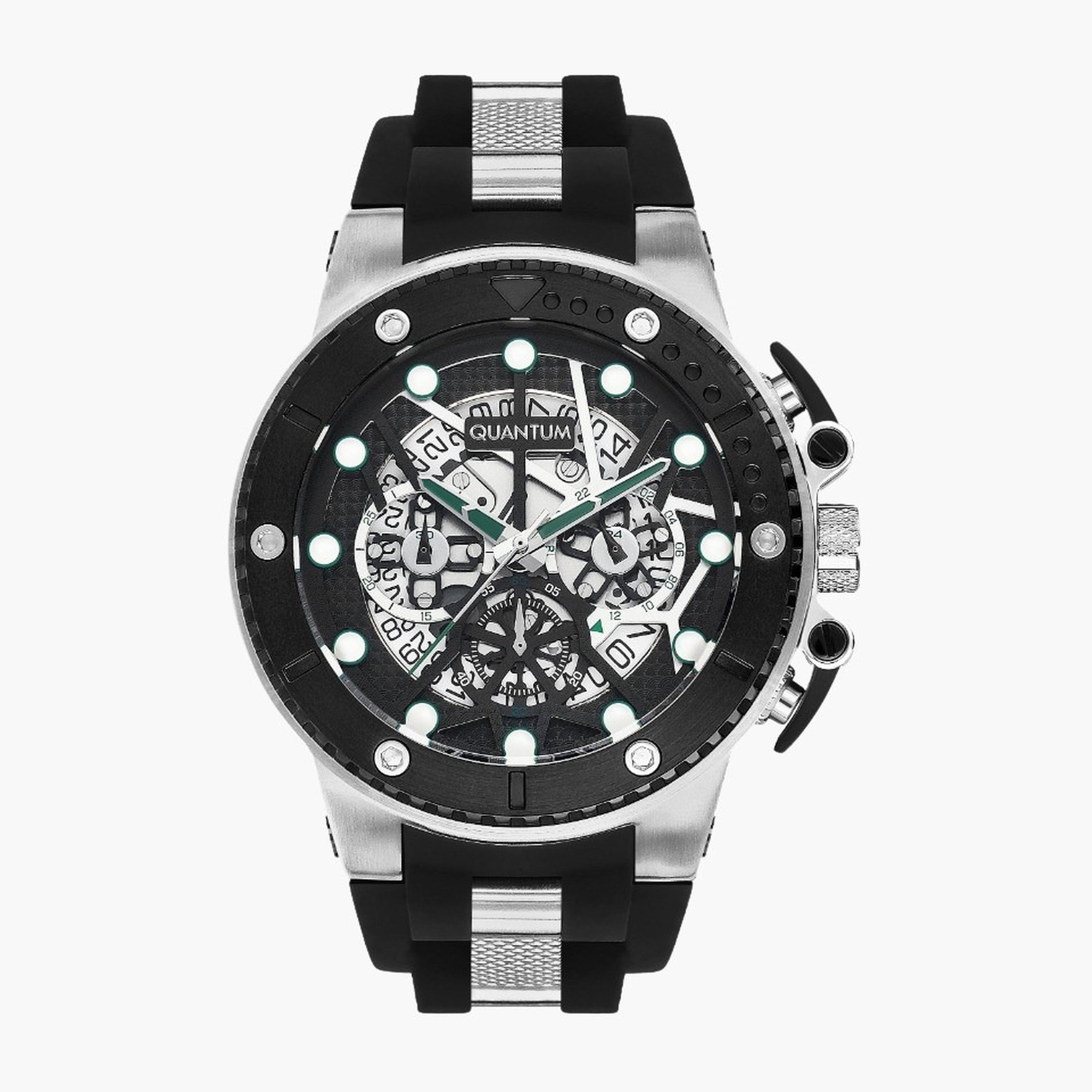 Quantum Men's 50MM Black Chronograph Silicone Strap Watch | HNG535.351-men-watchesandjewellery-watches-image-1