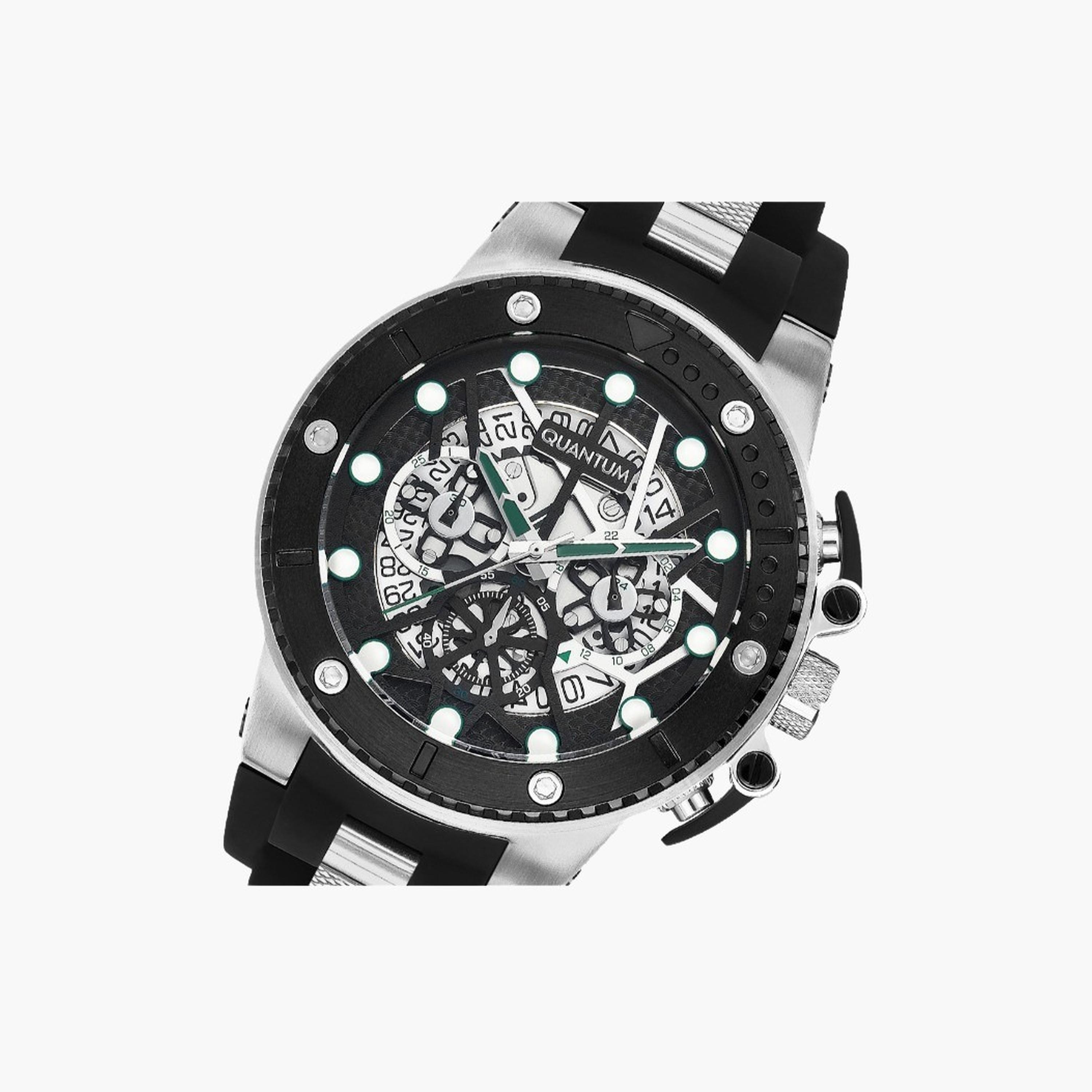 Quantum Men's 50MM Black Chronograph Silicone Strap Watch | HNG535.351-men-watchesandjewellery-watches-image-5