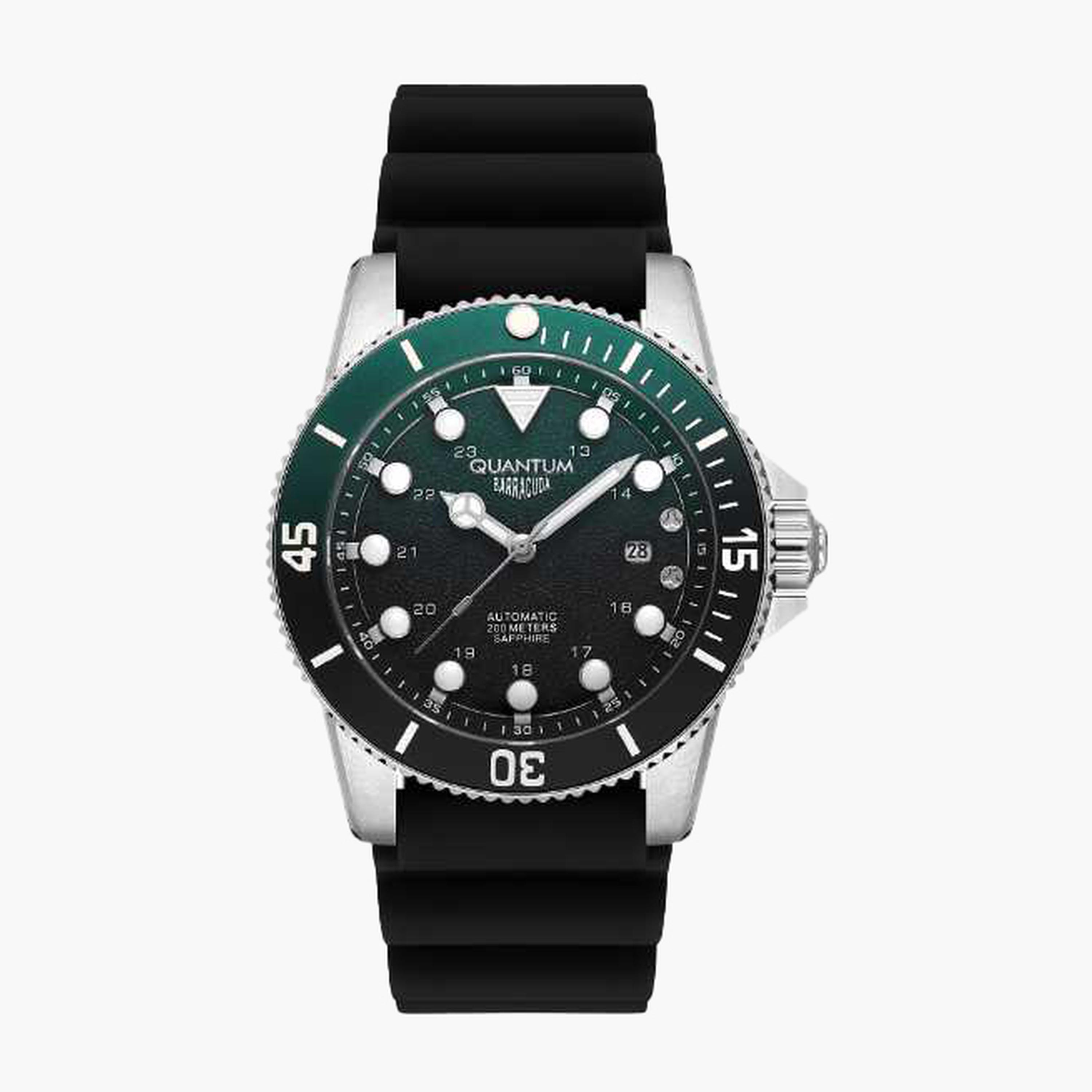 كوانتوم- ساعة رجالية 44 مم أوتوماتيكية سوار سيليكون لون أخضر غامق-men-watchesandjewellery-watches-image-1