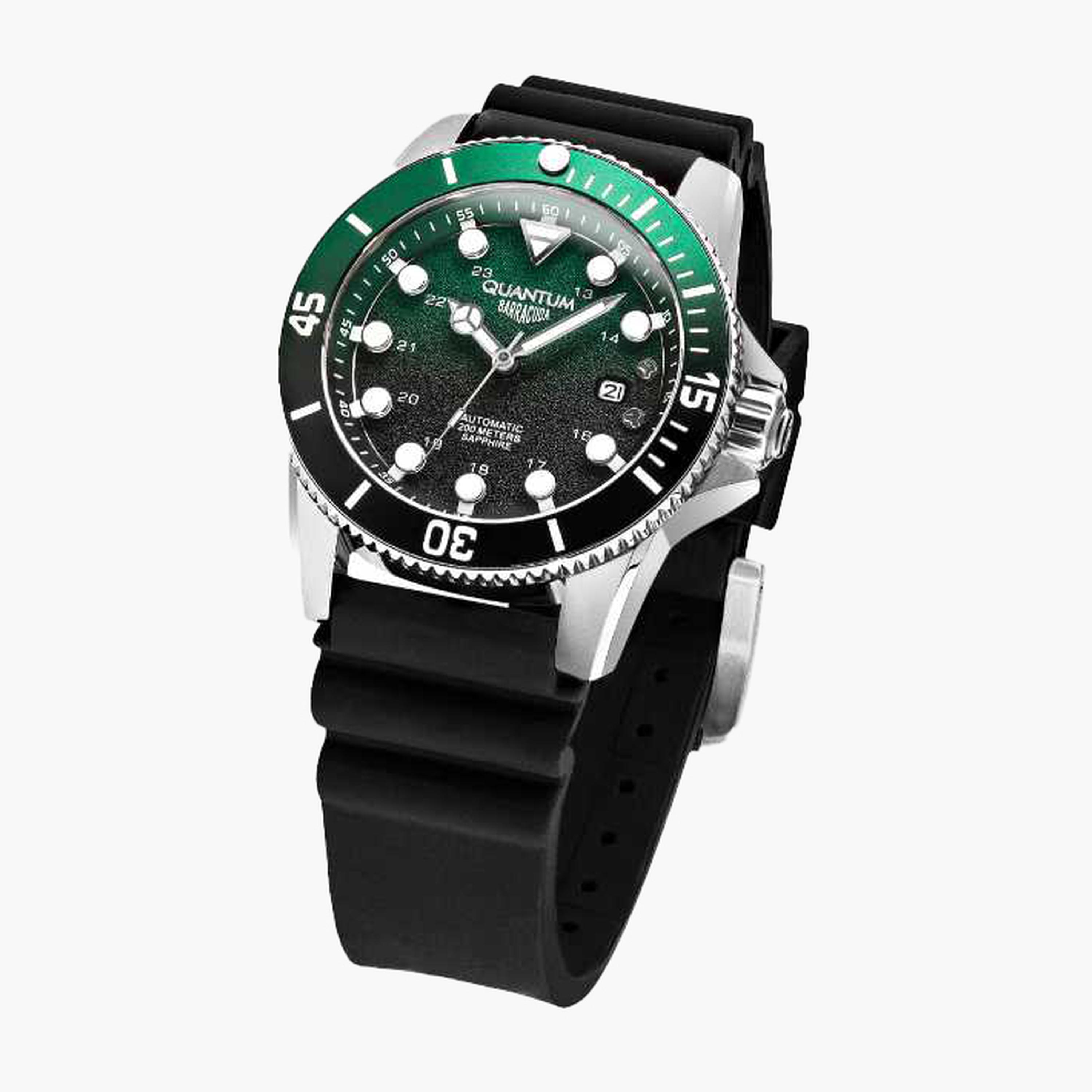 كوانتوم- ساعة رجالية 44 مم أوتوماتيكية سوار سيليكون لون أخضر غامق-men-watchesandjewellery-watches-image-4