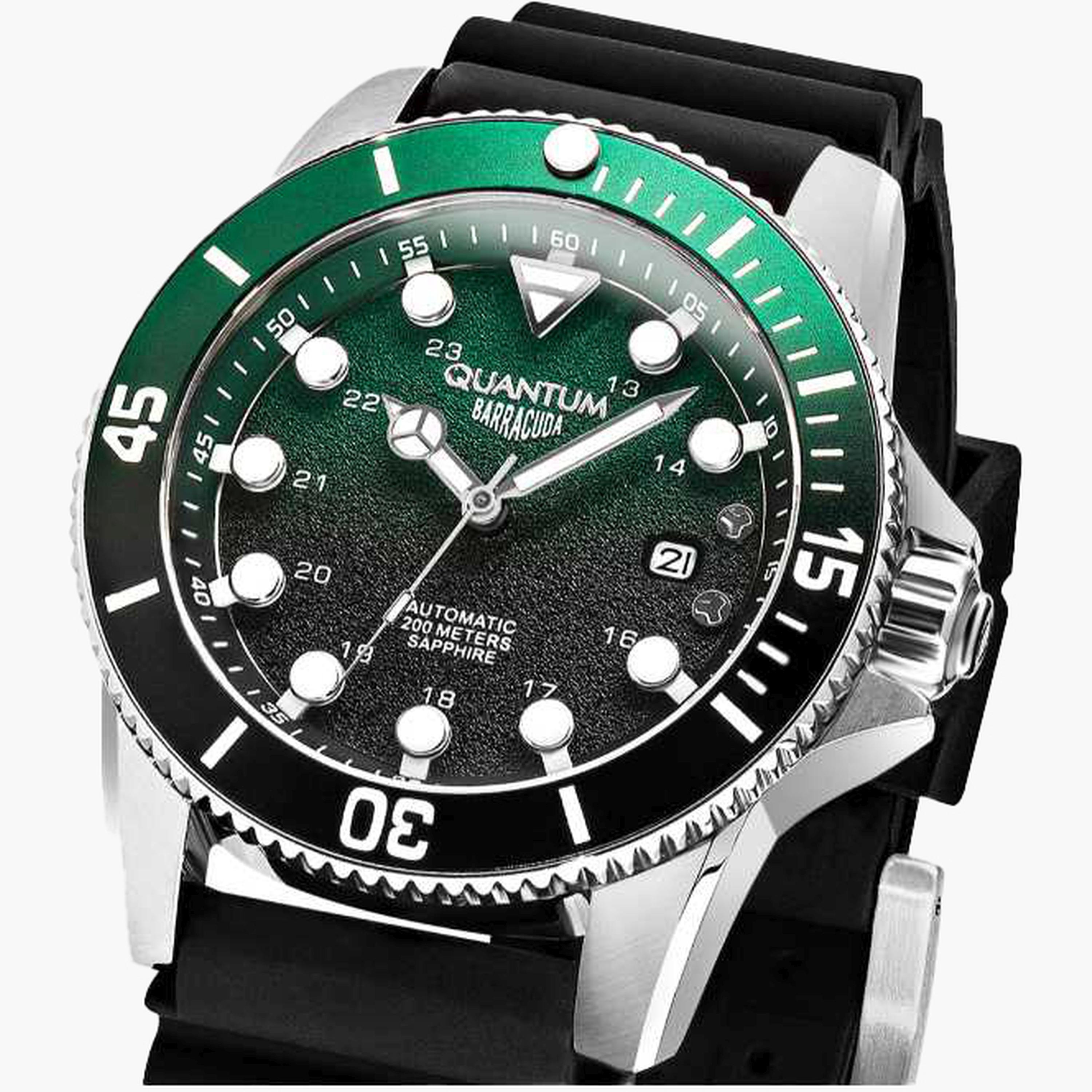 كوانتوم- ساعة رجالية 44 مم أوتوماتيكية سوار سيليكون لون أخضر غامق-men-watchesandjewellery-watches-image-5