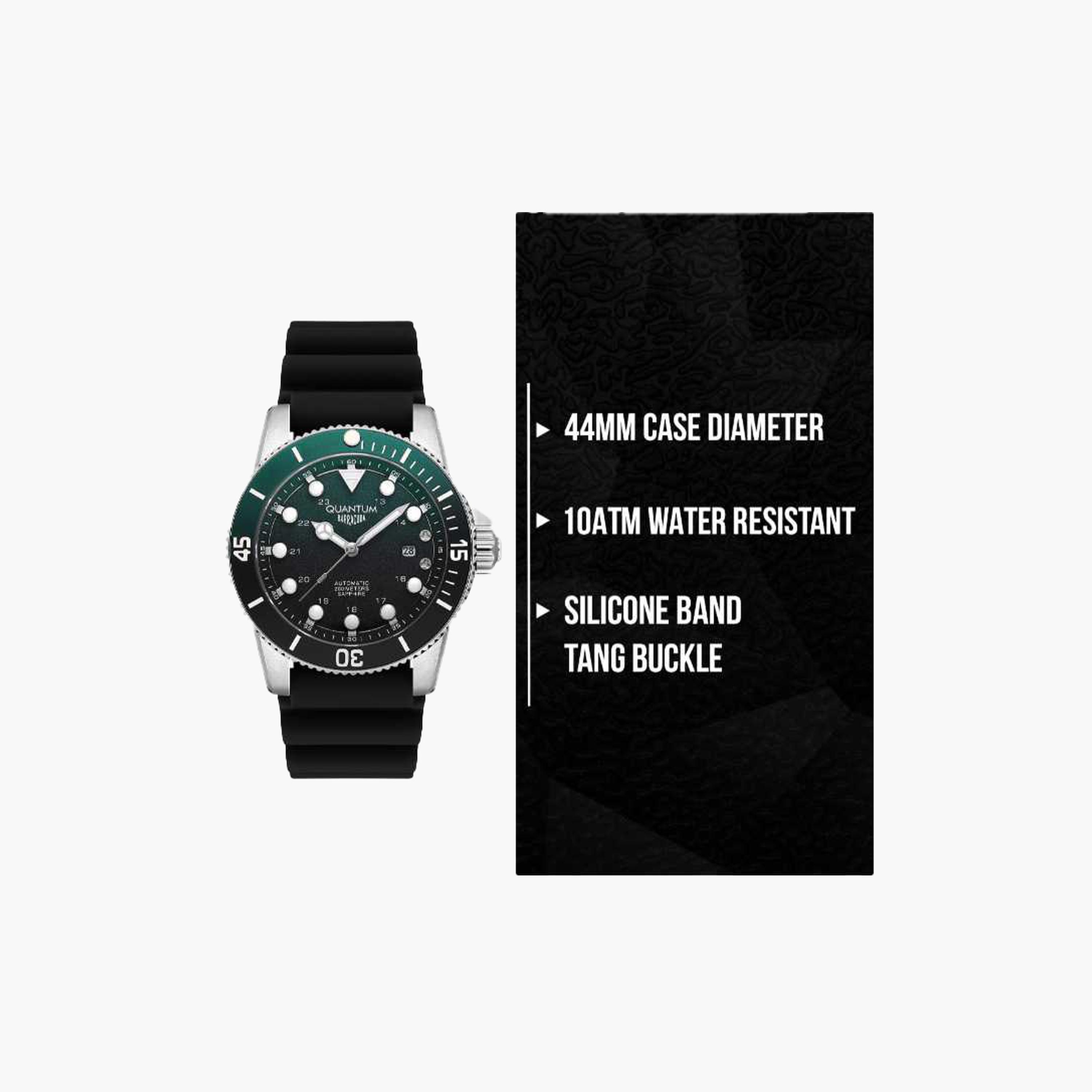 كوانتوم- ساعة رجالية 44 مم أوتوماتيكية سوار سيليكون لون أخضر غامق-men-watchesandjewellery-watches-image-9
