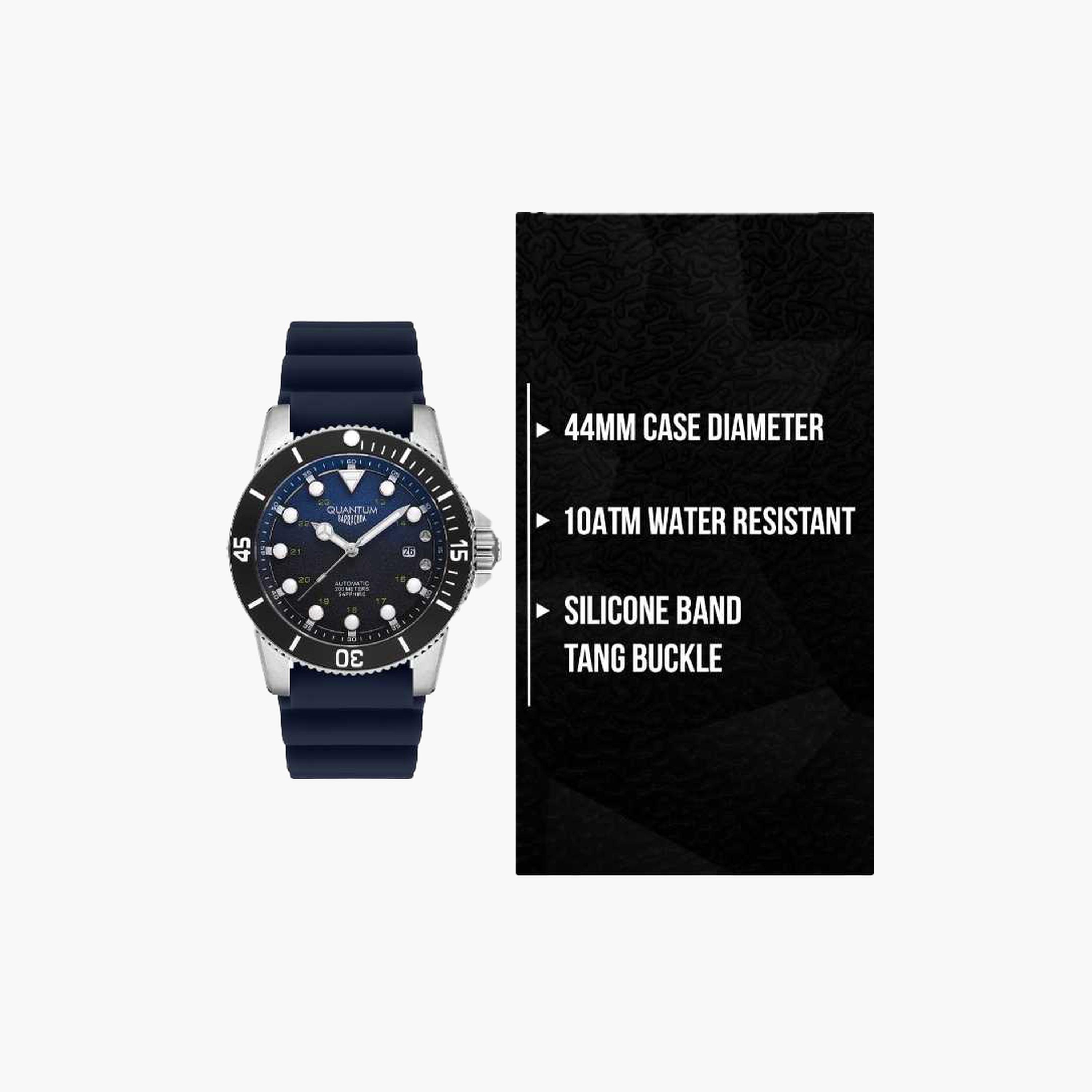 كوانتوم- ساعة رجالية 44 مم أوتوماتيكية سوار سيليكون لون أزرق-men-watchesandjewellery-watches-image-9