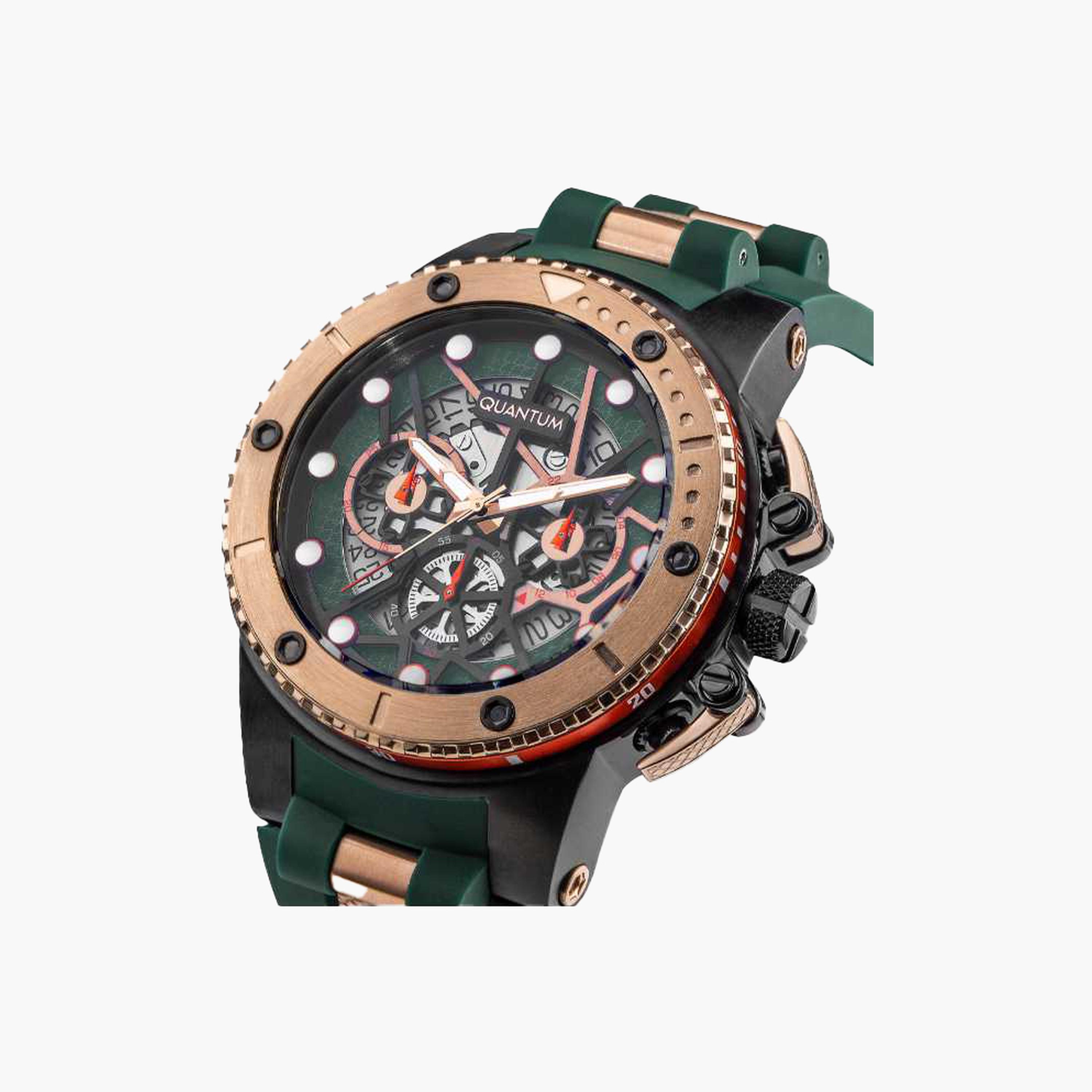 Quantum Men's 50MM Green Chronograph Silicone Strap Watch | HNG535.857-men-watchesandjewellery-watches-image-5