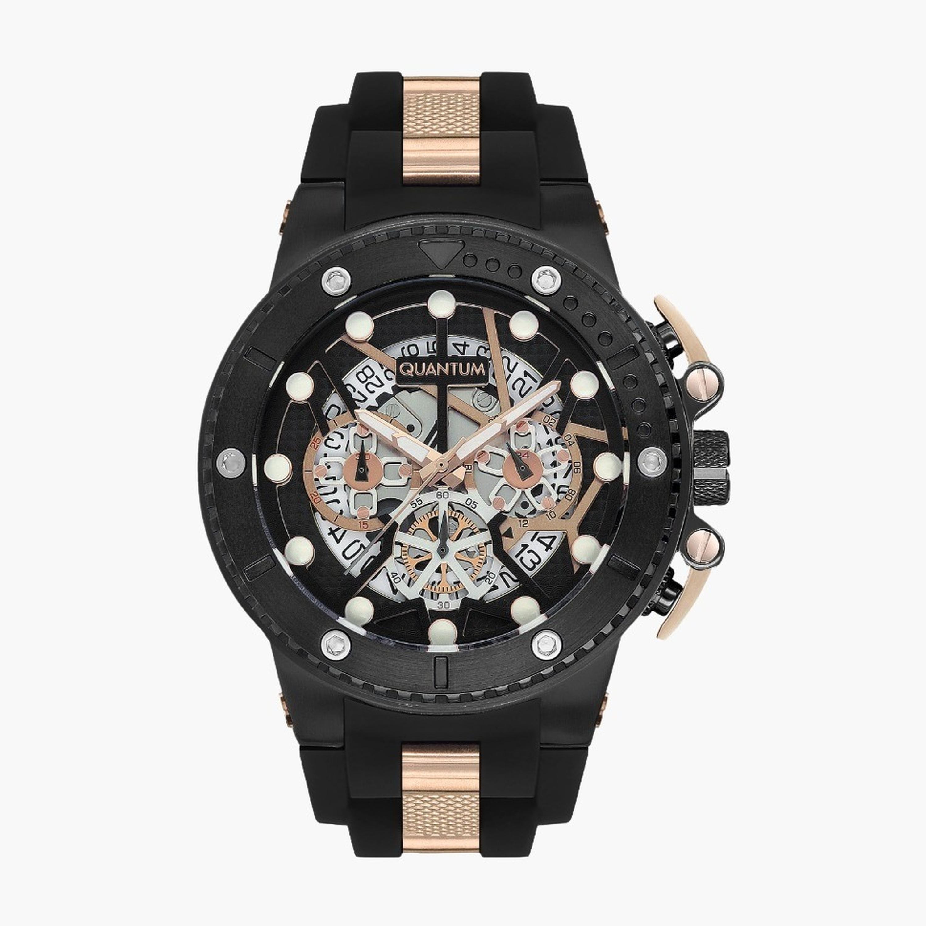كوانتوم- ساعة رجالية 50 مم كرونوغراف سوار سيليكون لون أسود-men-watchesandjewellery-watches-image-1