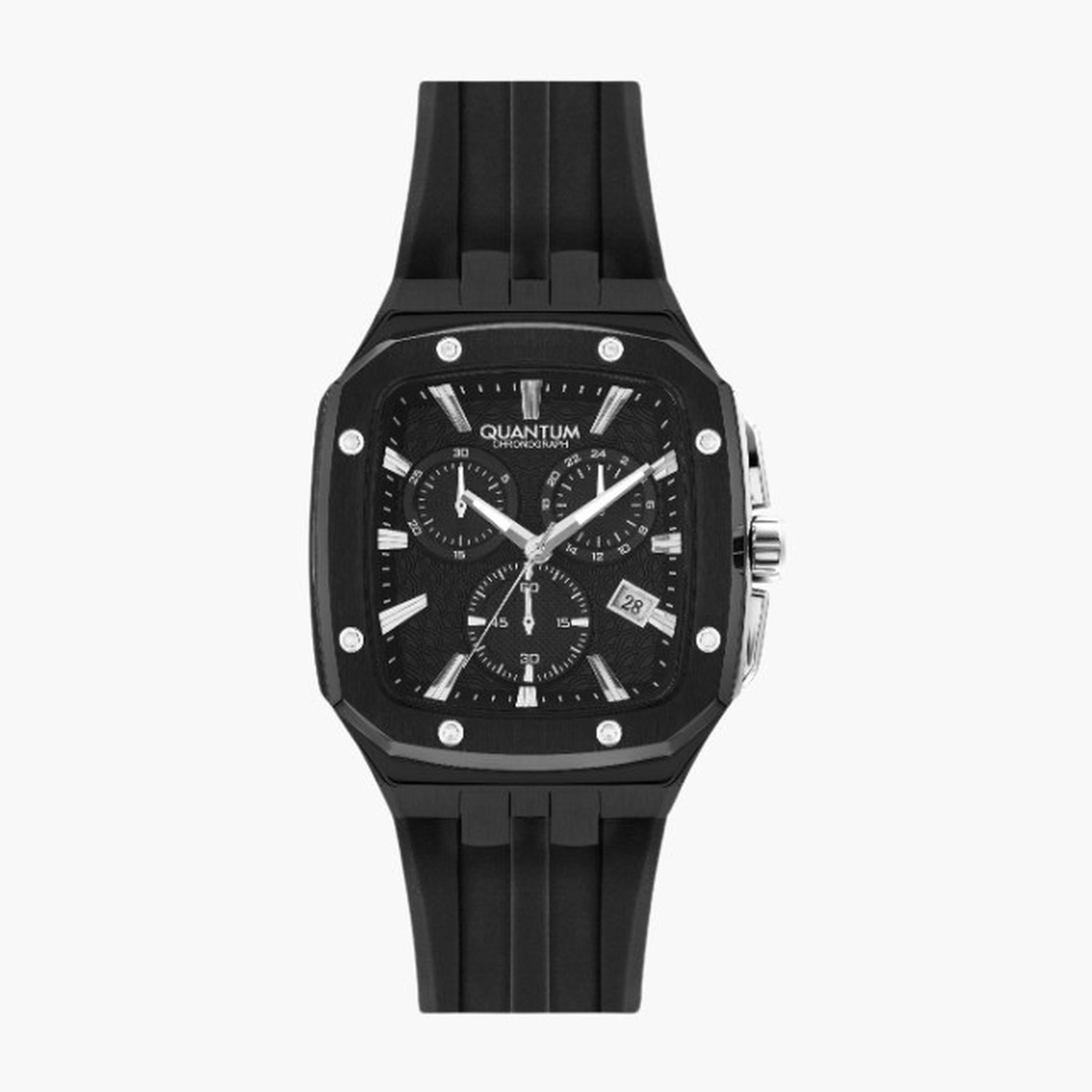 كوانتوم- ساعة رجالية 44 مم كرونوغراف سوار سيليكون لون أسود-men-watchesandjewellery-watches-image-1
