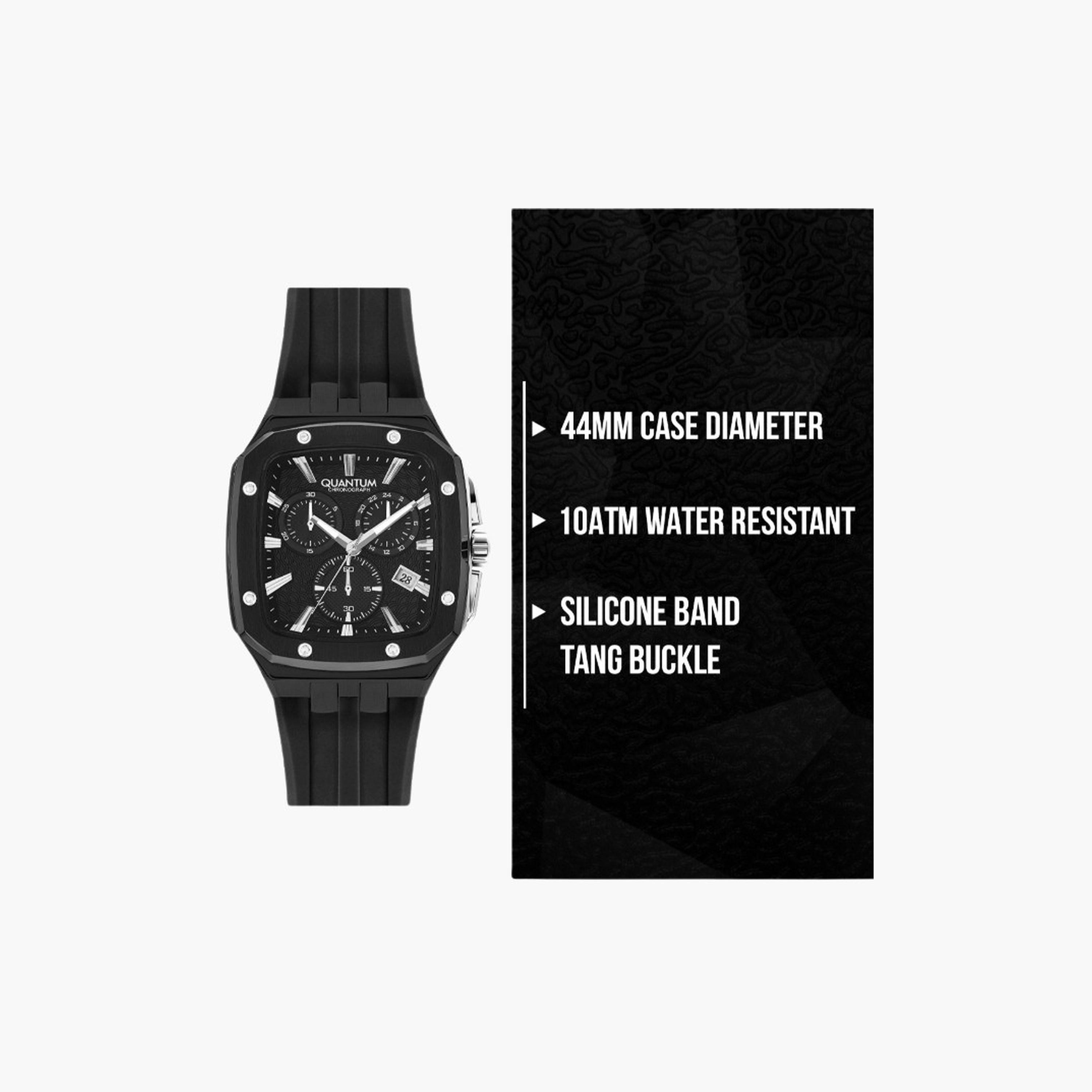 كوانتوم- ساعة رجالية 44 مم كرونوغراف سوار سيليكون لون أسود-men-watchesandjewellery-watches-image-8
