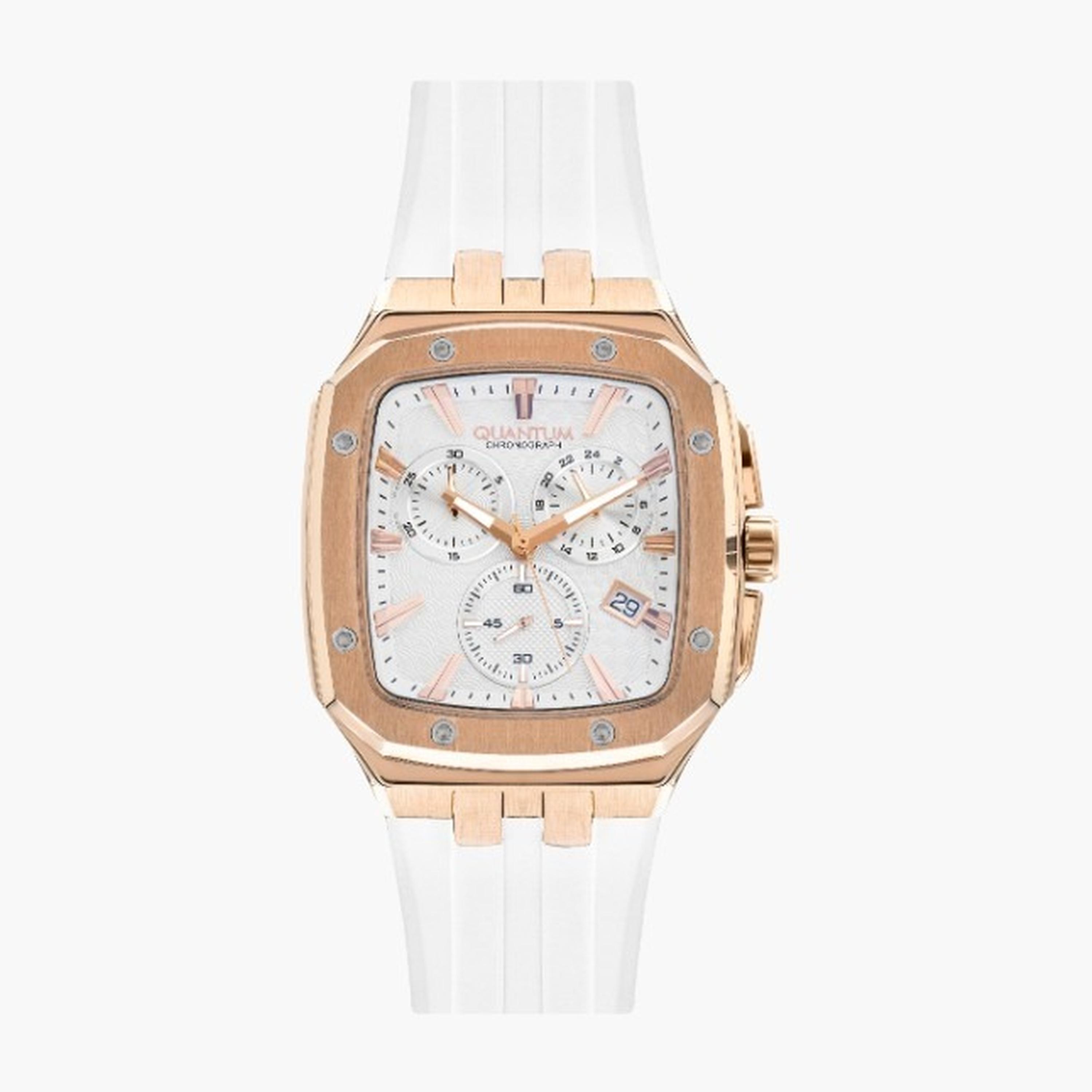 كوانتوم- ساعة رجالية 44 مم كرونوغراف سوار سيليكون لون فضي-men-watchesandjewellery-watches-image-1