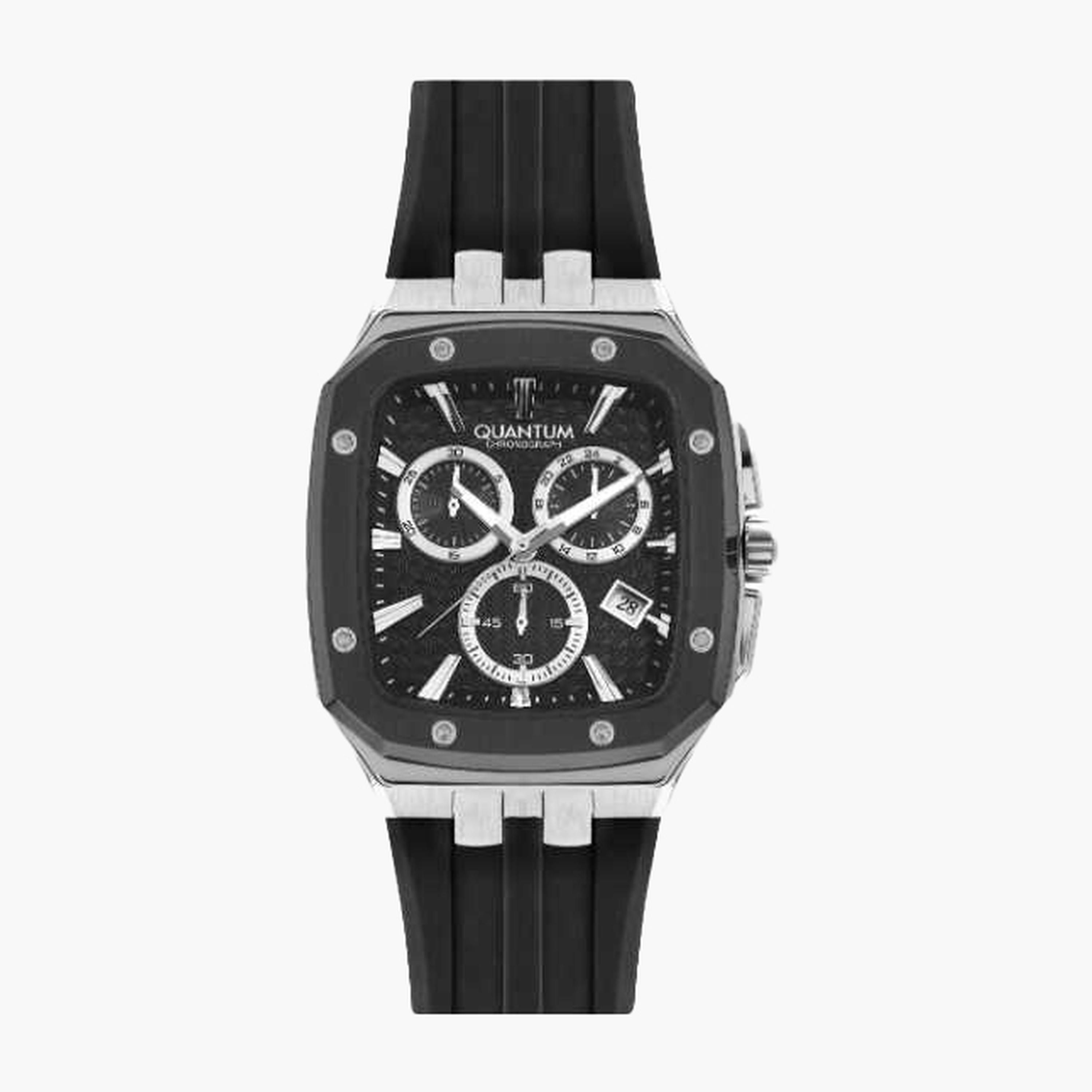 Quantum Men's 44MM Black Chronograph Silicone Strap Watch | HNG1033.351-men-watchesandjewellery-watches-image-1
