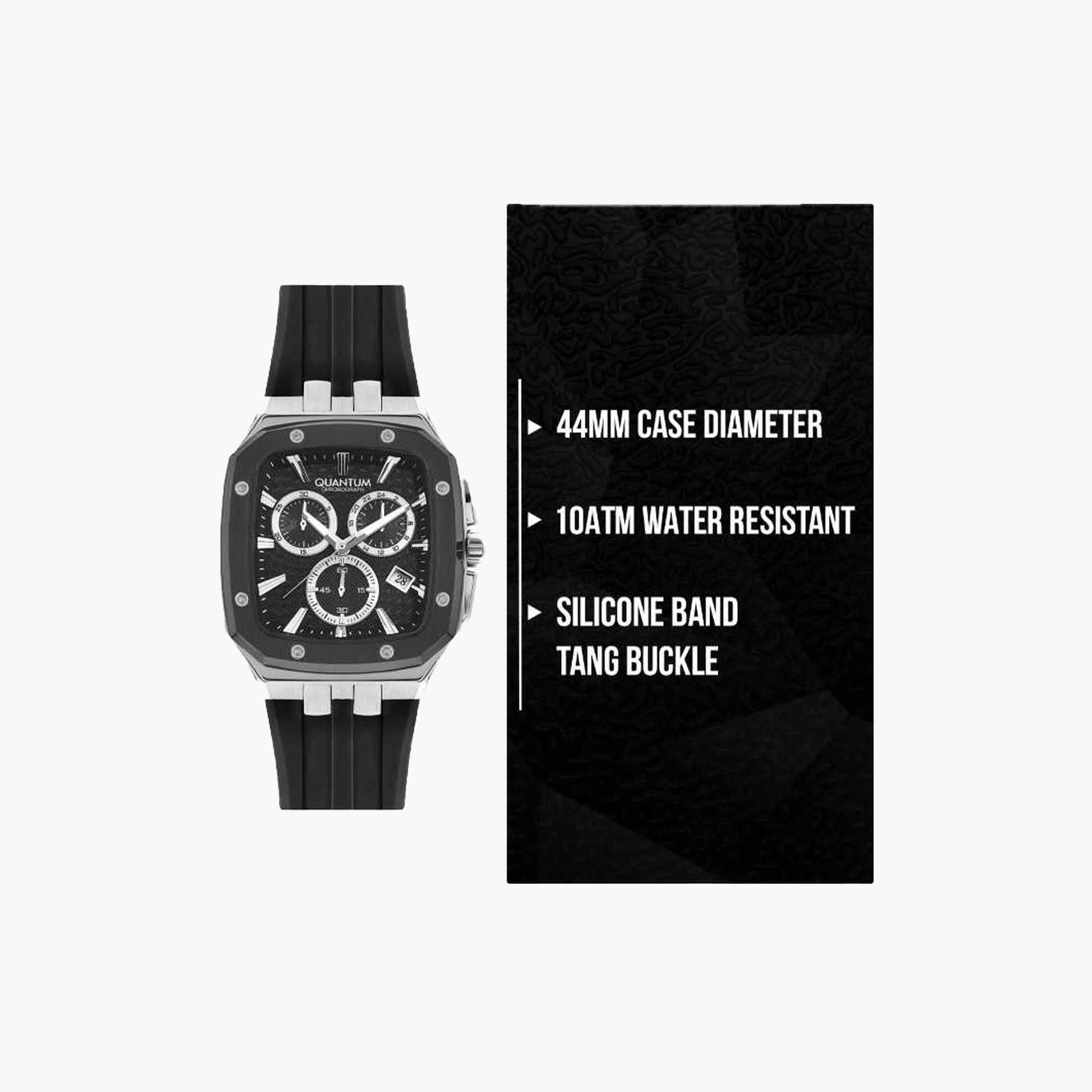 Quantum Men's 44MM Black Chronograph Silicone Strap Watch | HNG1033.351-men-watchesandjewellery-watches-image-8