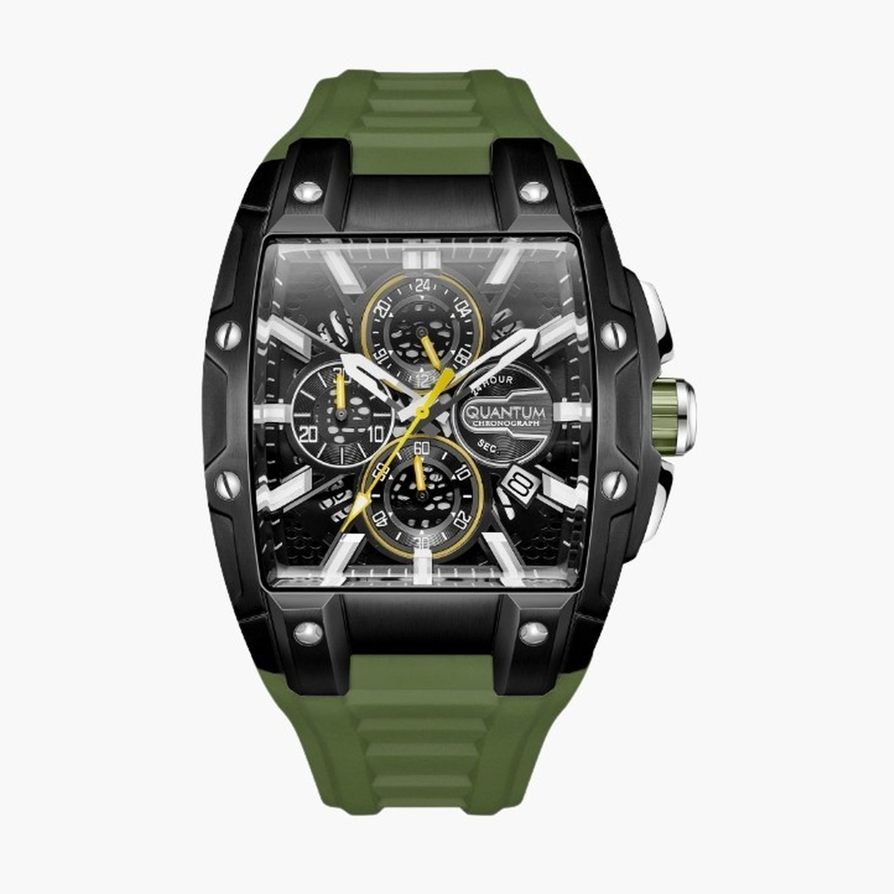 Quantum Men's 43MM Green Chronograph Silicone Strap Watch | HNG1161.655-men-watchesandjewellery-watches-image-1