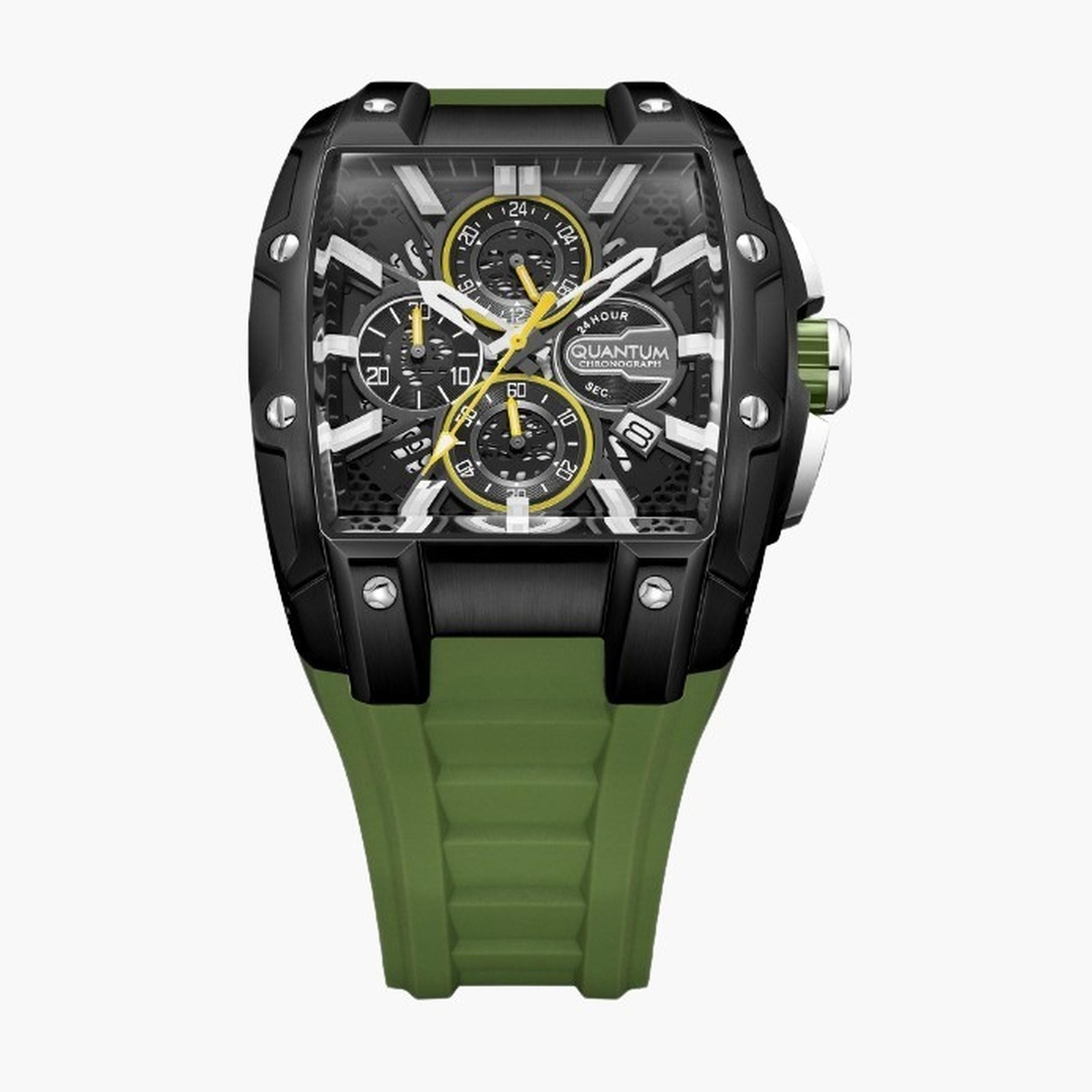 Quantum Men's 43MM Green Chronograph Silicone Strap Watch | HNG1161.655-men-watchesandjewellery-watches-image-3