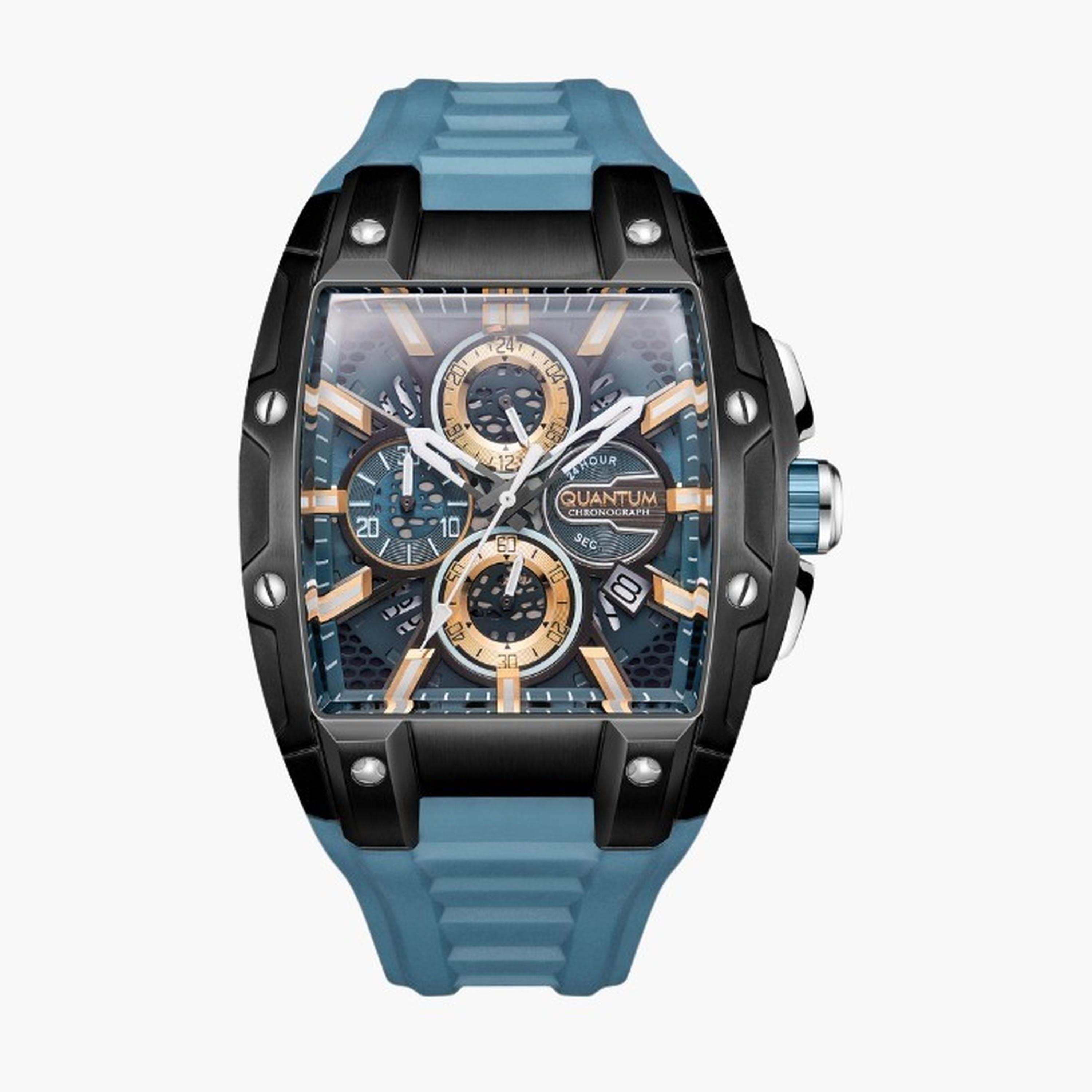 كوانتوم- ساعة رجالية 43 مم كرونوغراف سوار سيليكون لون أسود-men-watchesandjewellery-watches-image-1