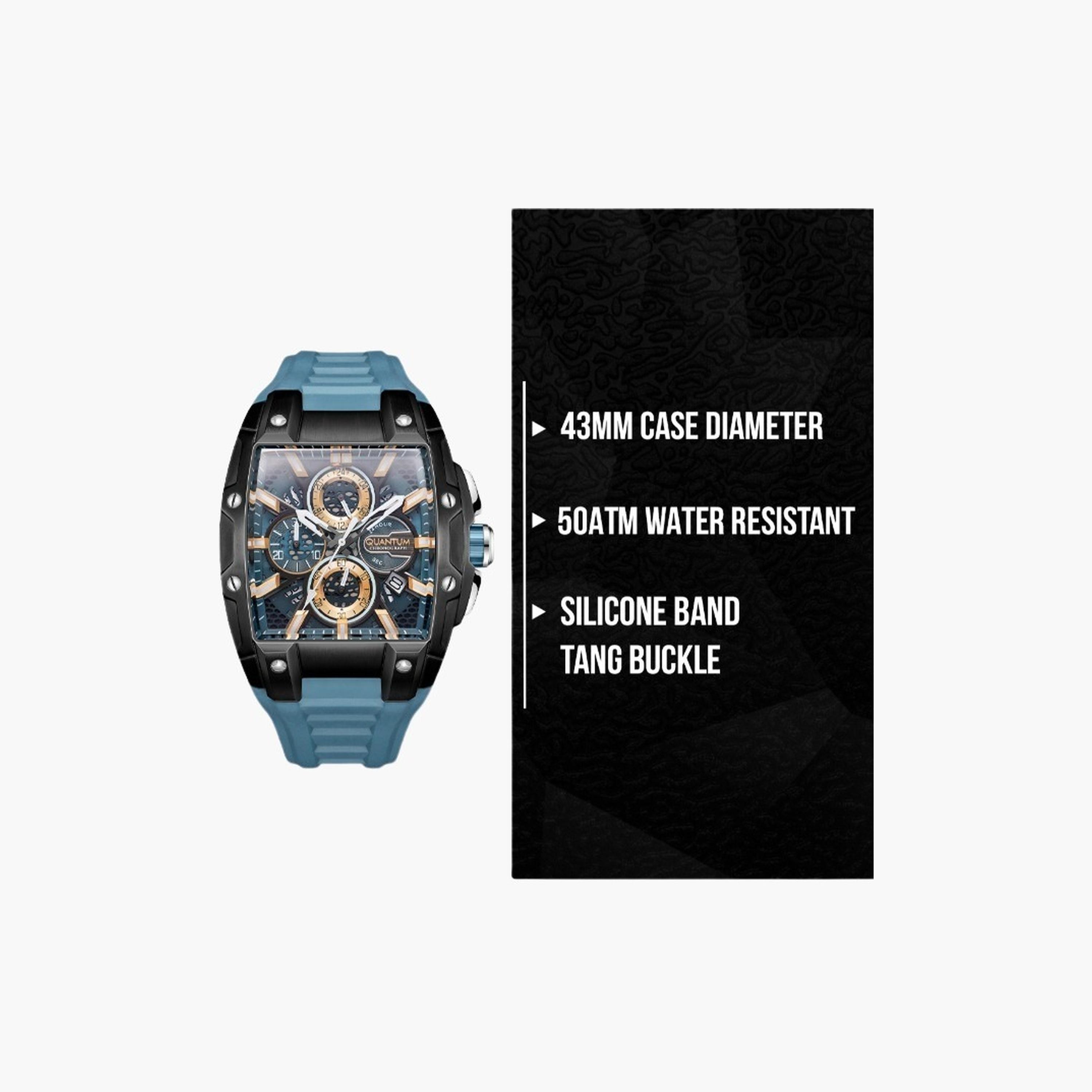 كوانتوم- ساعة رجالية 43 مم كرونوغراف سوار سيليكون لون أسود-men-watchesandjewellery-watches-image-9