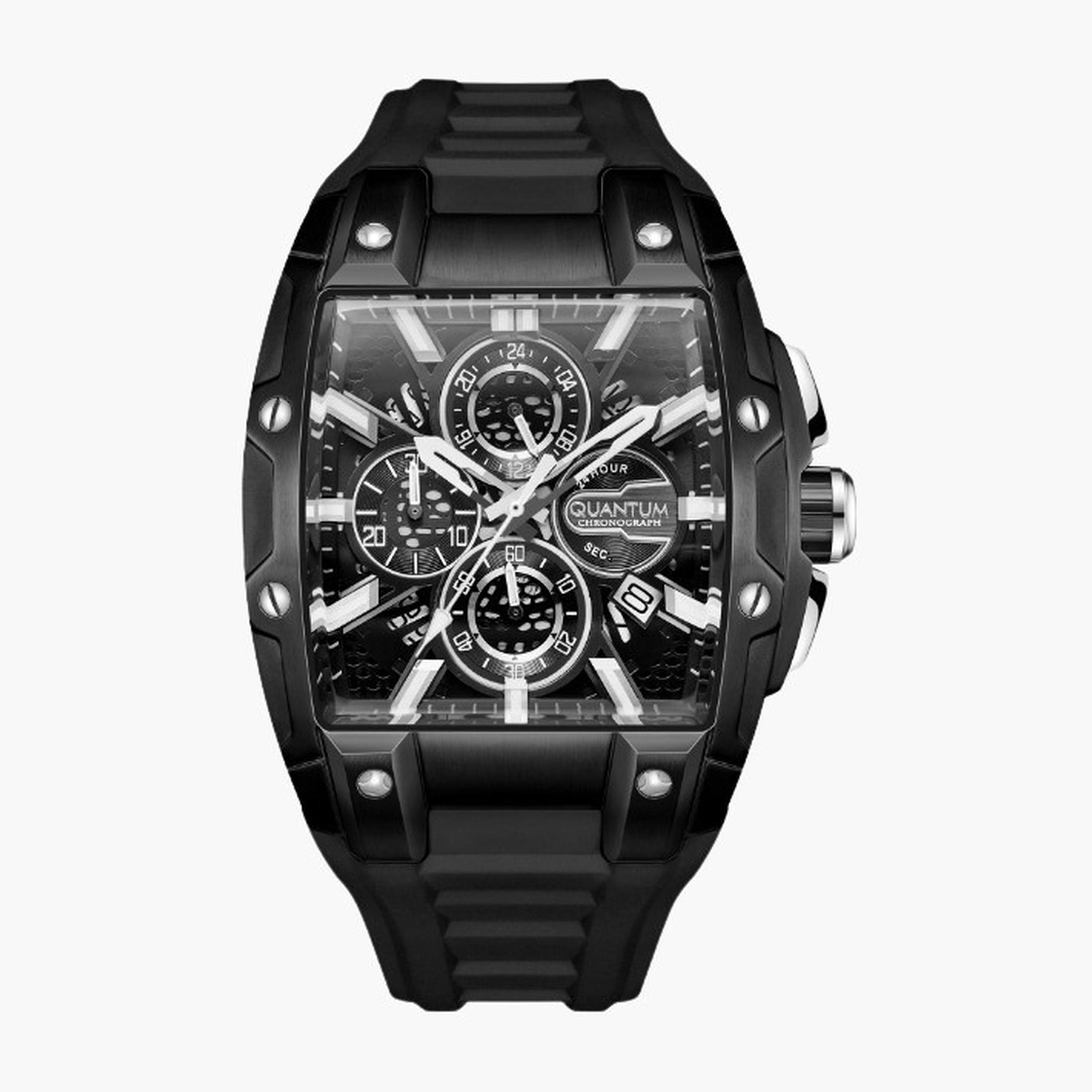 كوانتوم- ساعة رجالية 43 مم كرونوغراف سوار سيليكون لون أسود-men-watchesandjewellery-watches-image-1