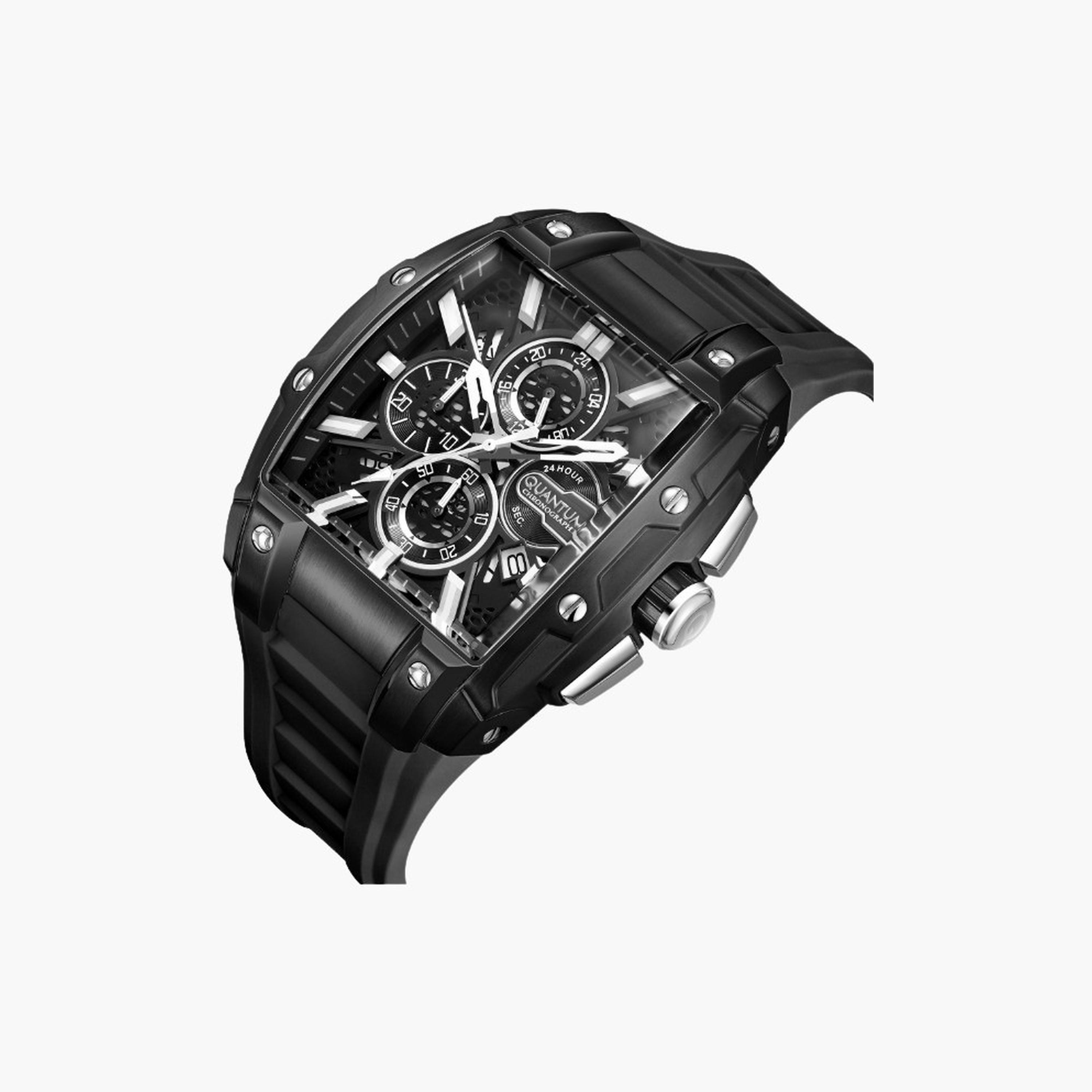 كوانتوم- ساعة رجالية 43 مم كرونوغراف سوار سيليكون لون أسود-men-watchesandjewellery-watches-image-2