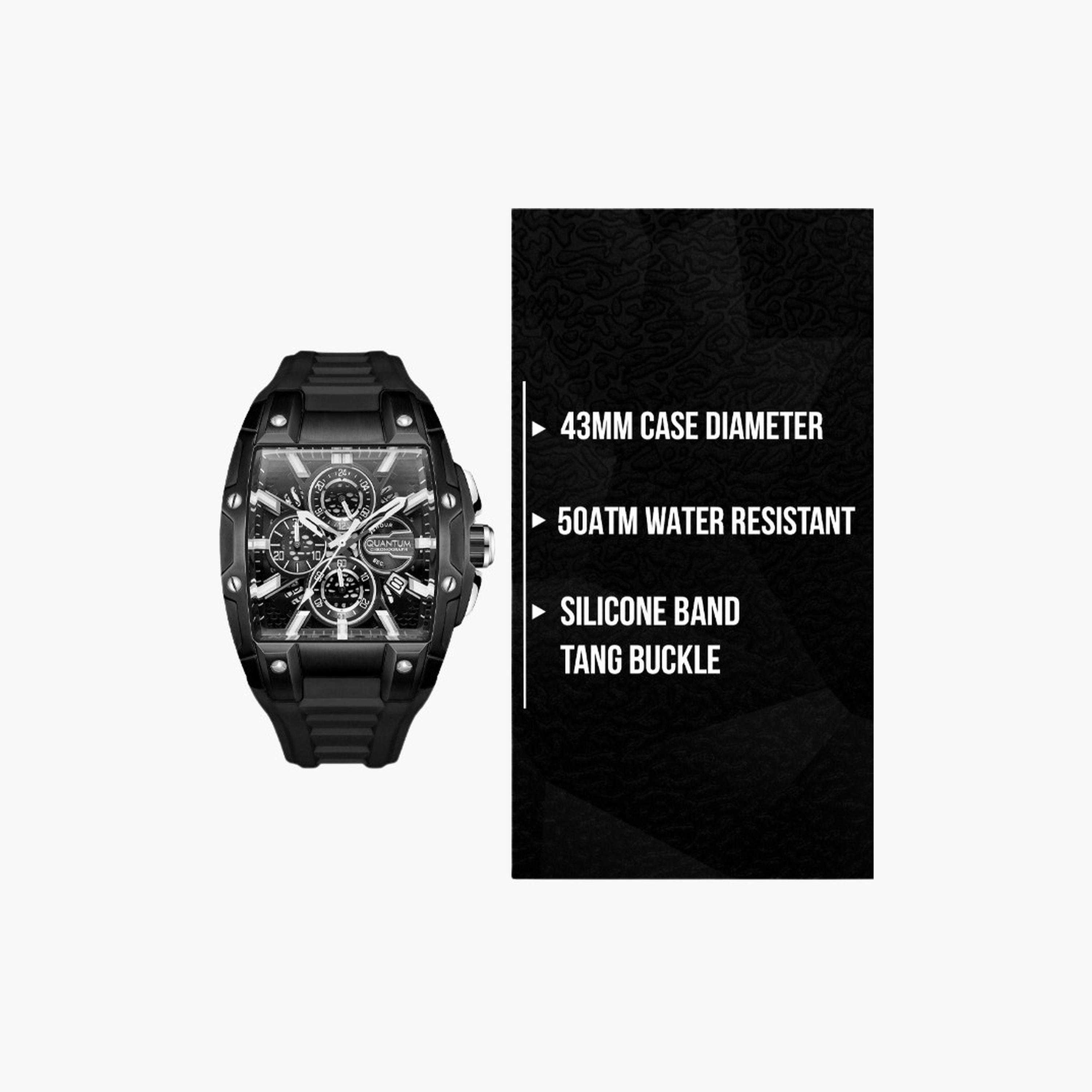 كوانتوم- ساعة رجالية 43 مم كرونوغراف سوار سيليكون لون أسود-men-watchesandjewellery-watches-image-9