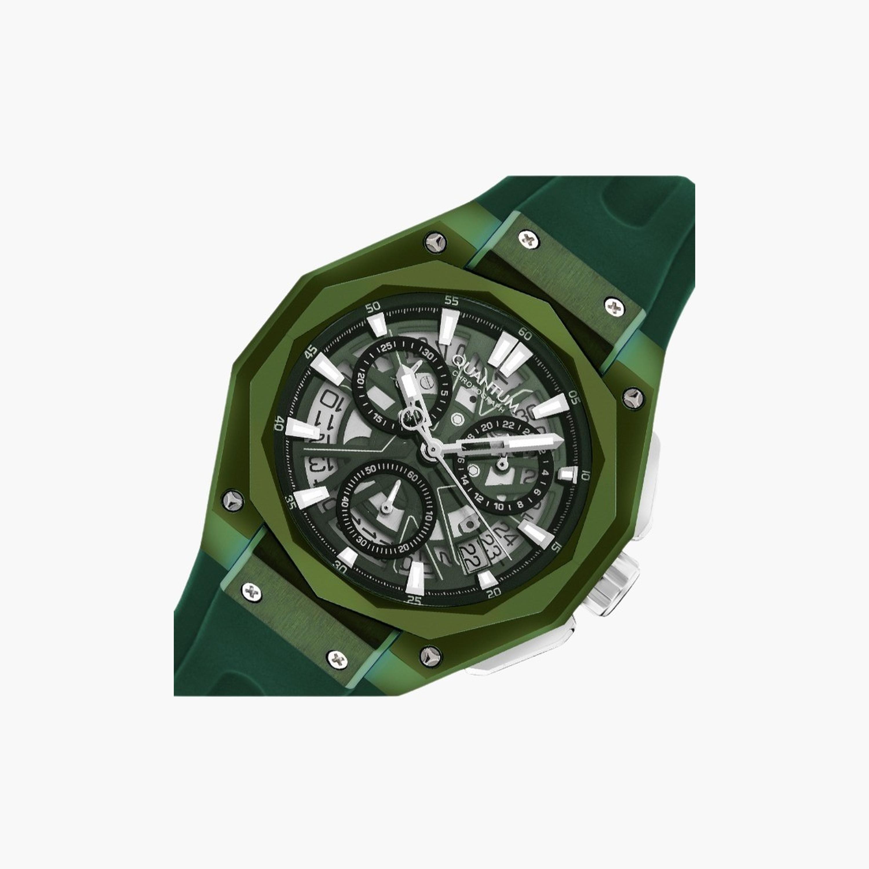 Quantum Men's 47MM Green Chronograph Silicone Strap Watch | HNG1097.075-men-watchesandjewellery-watches-image-2
