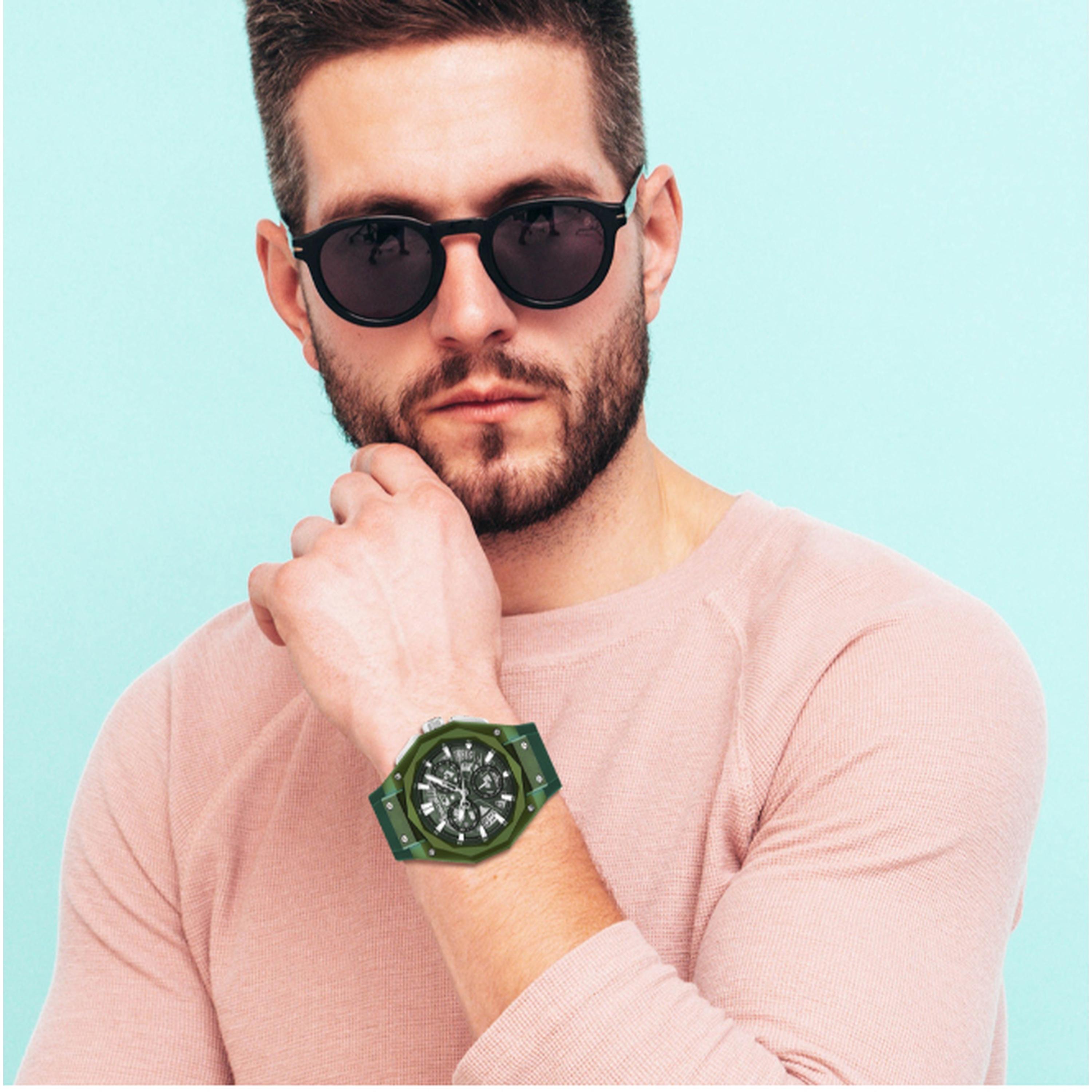 Quantum Men's 47MM Green Chronograph Silicone Strap Watch | HNG1097.075-men-watchesandjewellery-watches-image-3