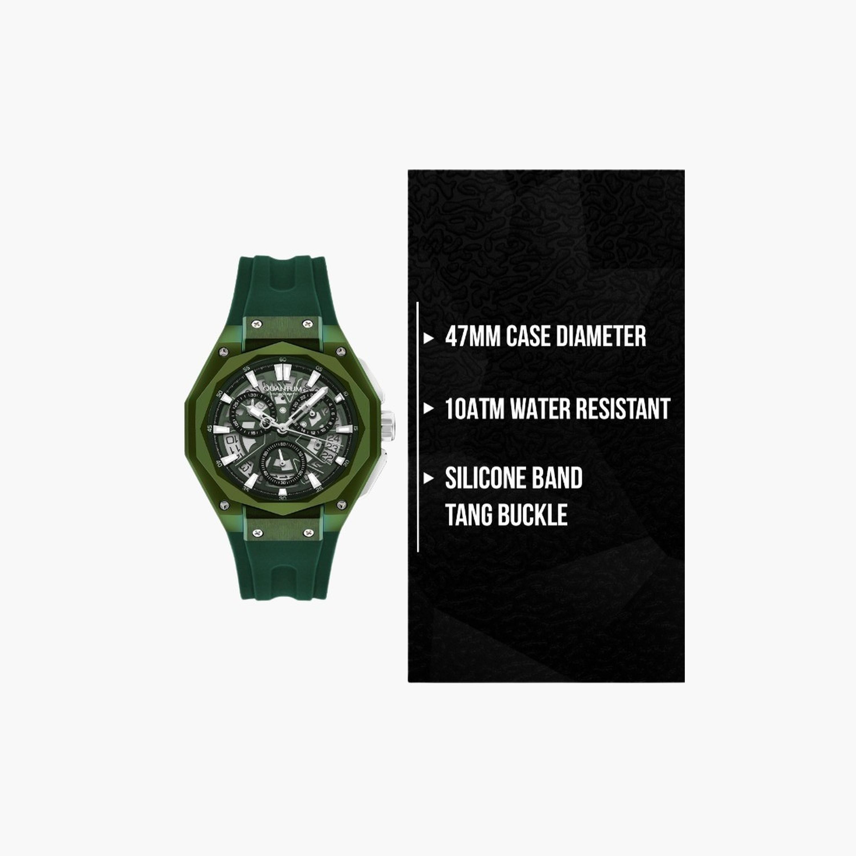 Quantum Men's 47MM Green Chronograph Silicone Strap Watch | HNG1097.075-men-watchesandjewellery-watches-image-6