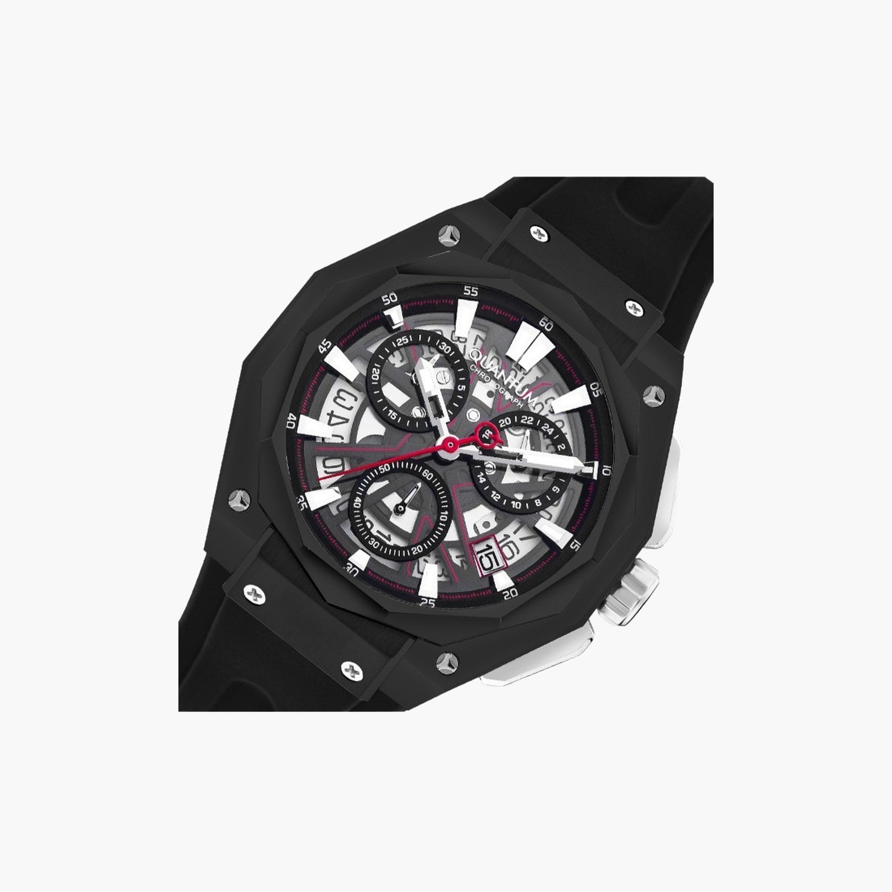 Quantum Men's 47MM Black Chronograph Silicone Strap Watch | HNG1097.651-men-watchesandjewellery-watches-image-2