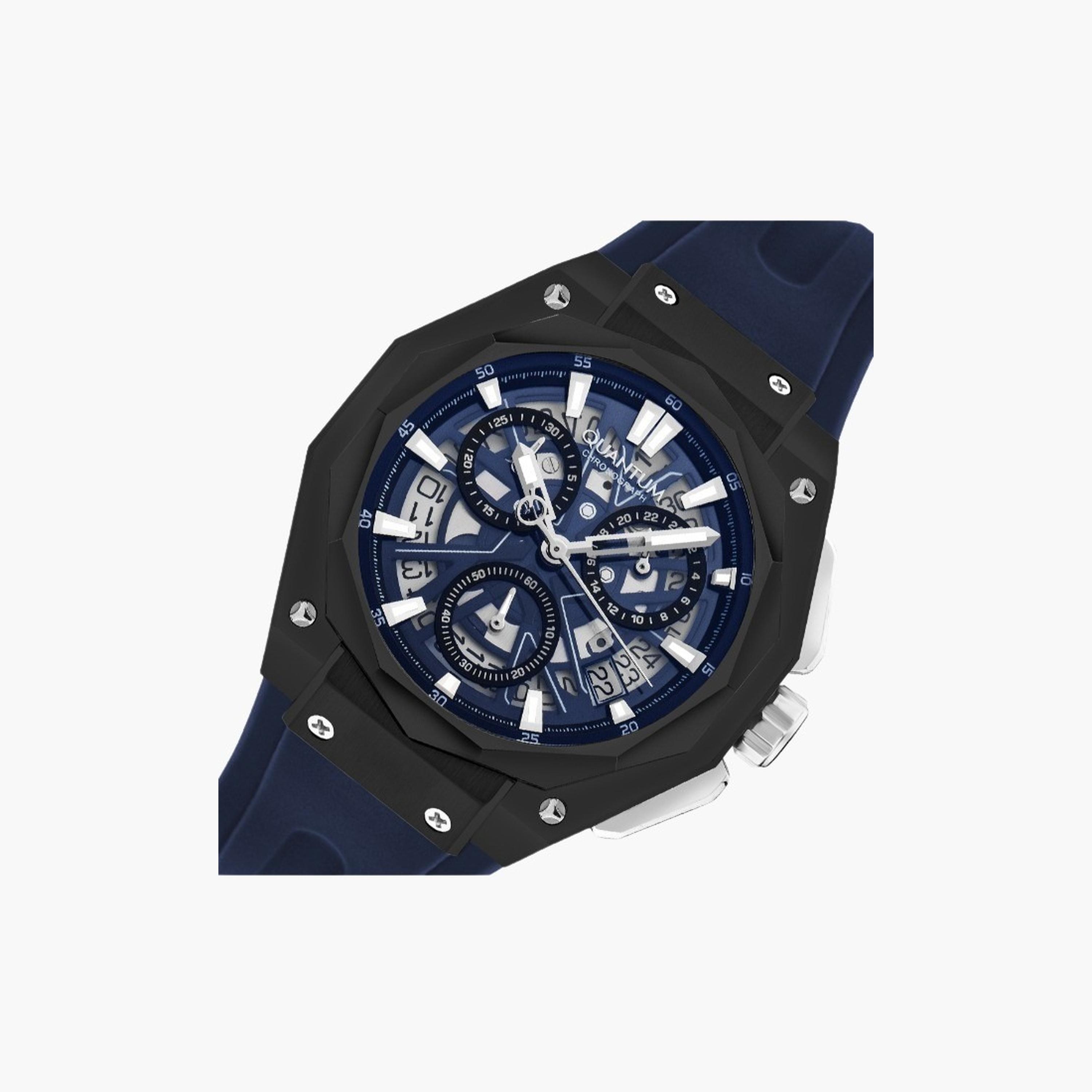 كوانتوم- ساعة رجالية 47 مم كرونوغراف سوار سيليكون لون أزرق-men-watchesandjewellery-watches-image-2