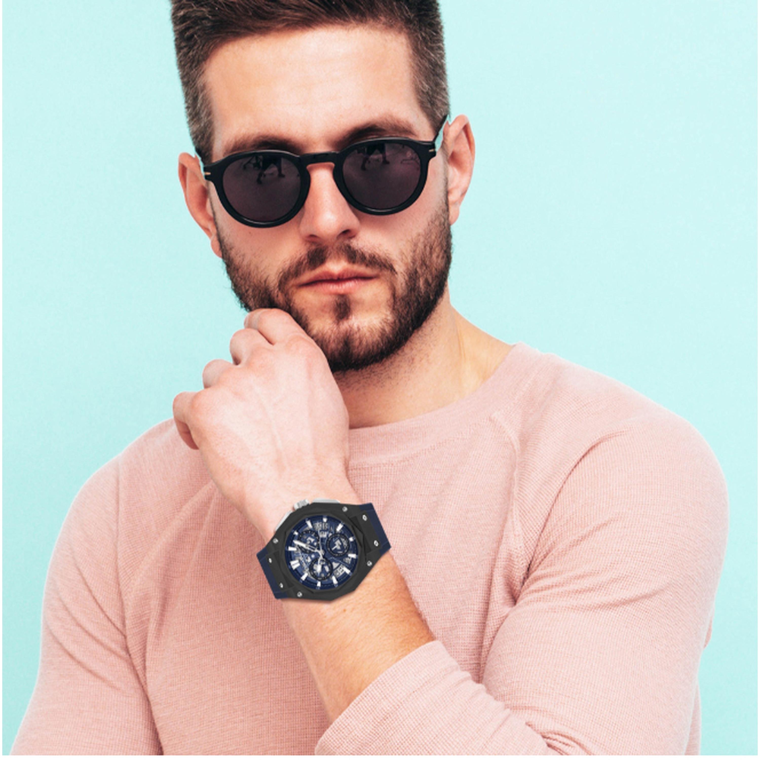 كوانتوم- ساعة رجالية 47 مم كرونوغراف سوار سيليكون لون أزرق-men-watchesandjewellery-watches-image-3