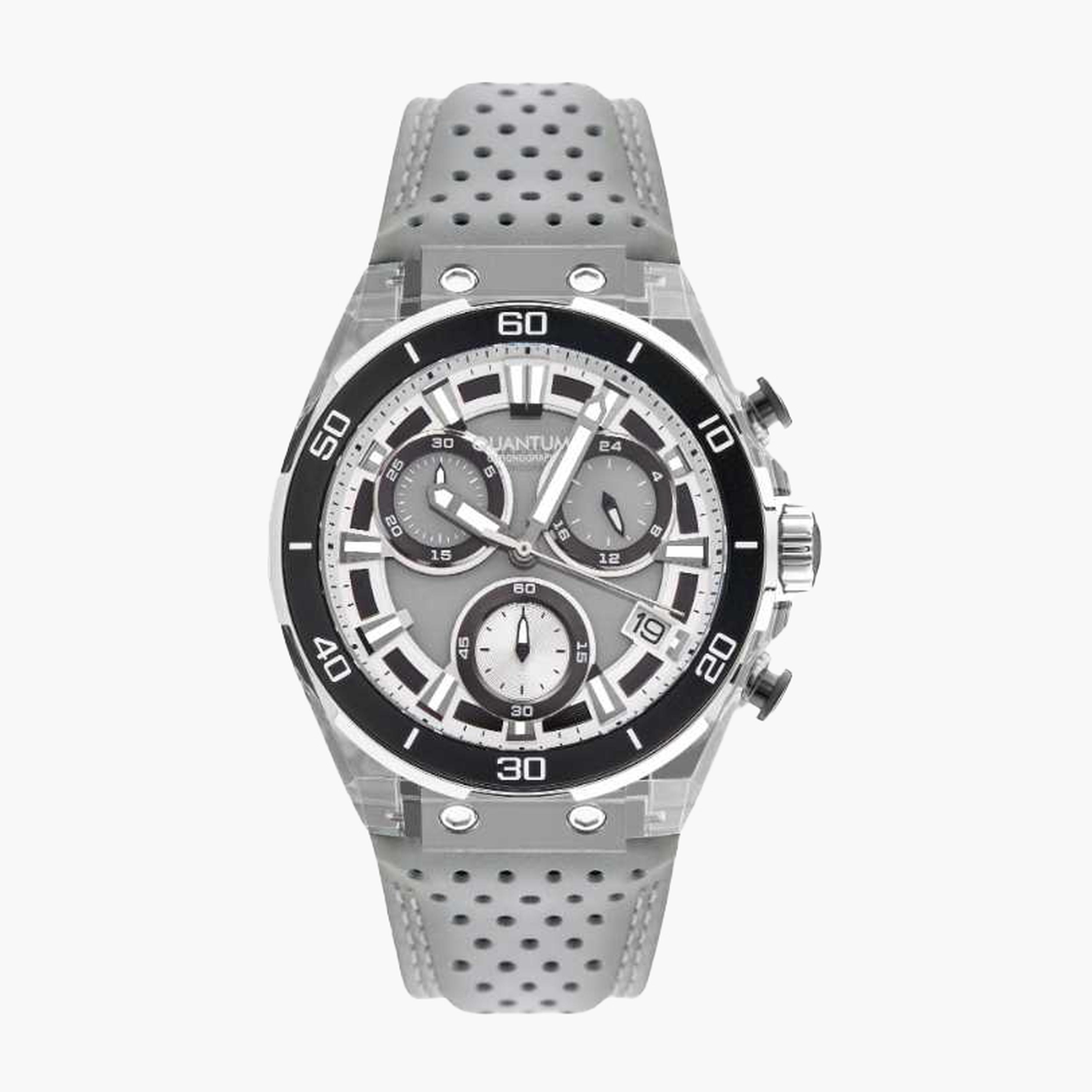 Quantum Men's 43MM Grey Chronograph Leather Strap Watch | PWG1107.066-men-watchesandjewellery-watches-image-1