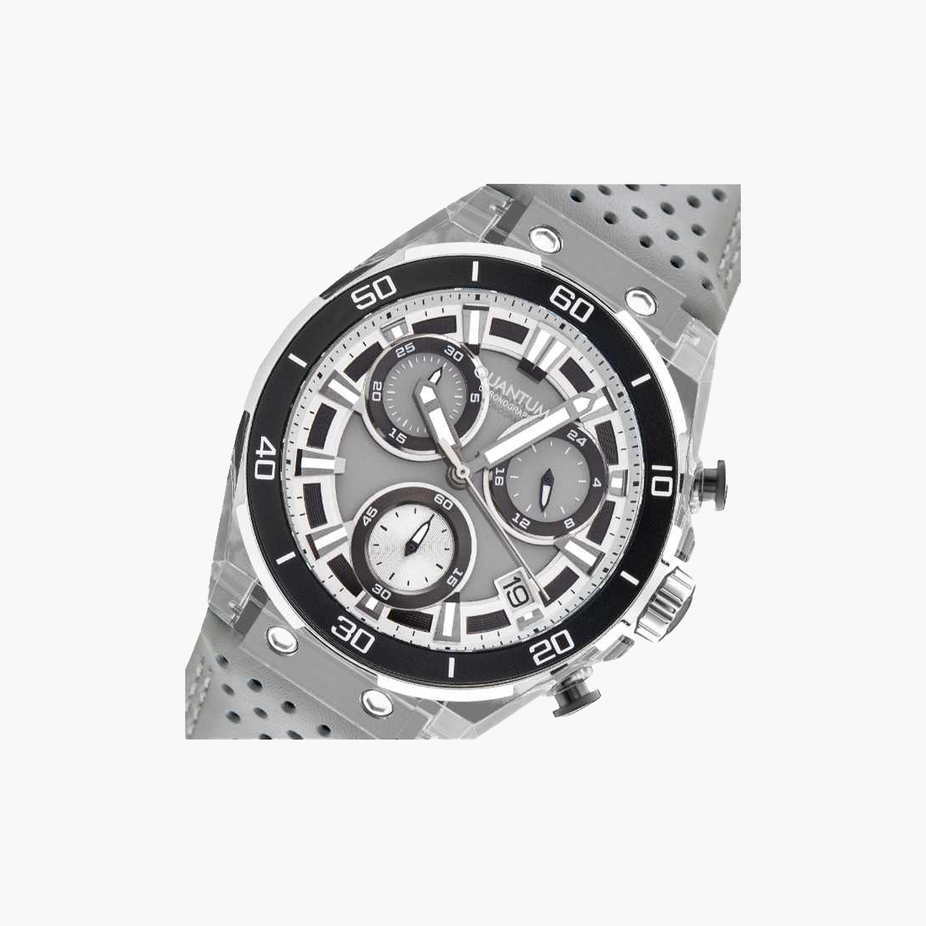 Quantum Men's 43MM Grey Chronograph Leather Strap Watch | PWG1107.066-men-watchesandjewellery-watches-image-5