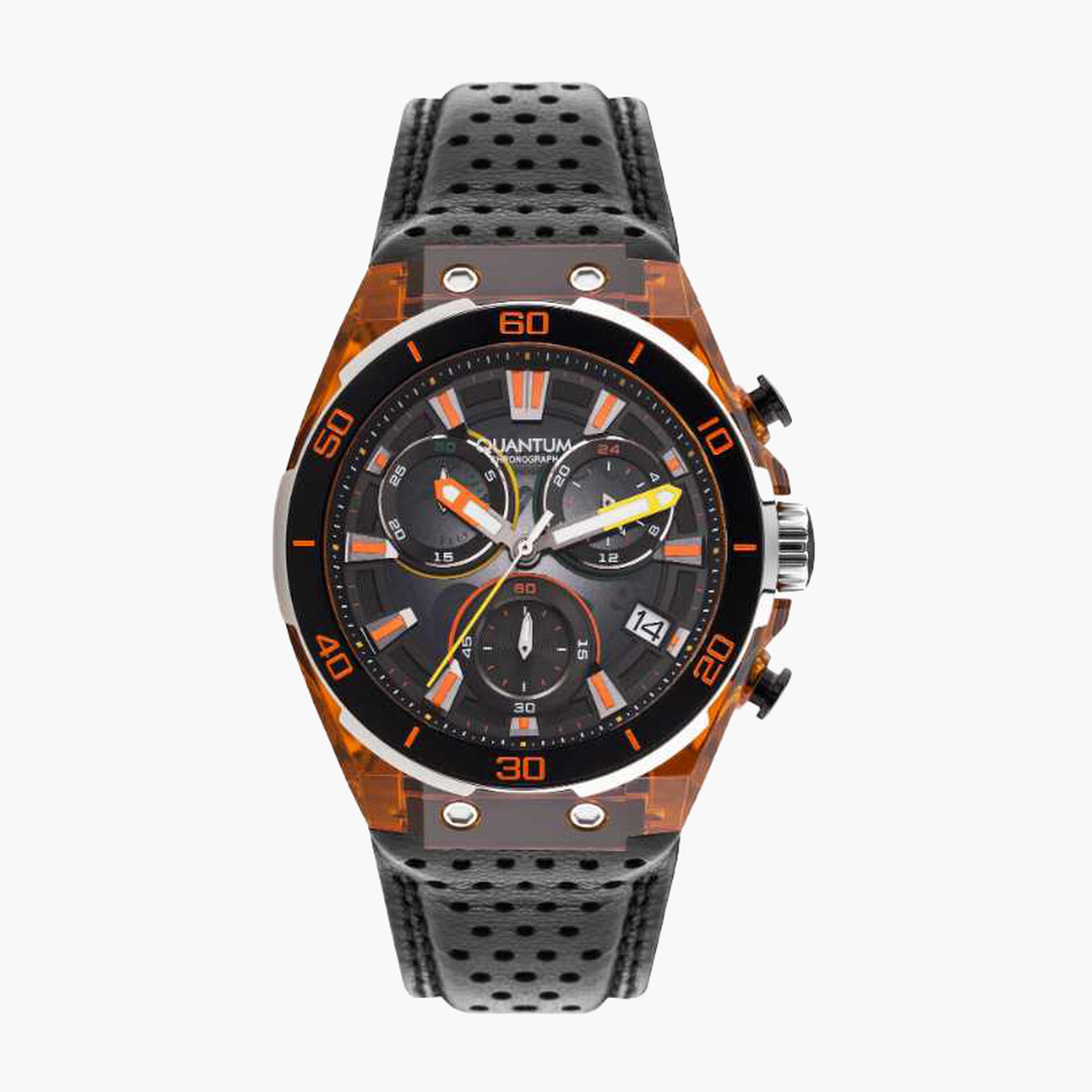 كوانتوم- ساعة رجالية 43 مم كرونوغراف سوار جلدي لون أسود-men-watchesandjewellery-watches-image-1