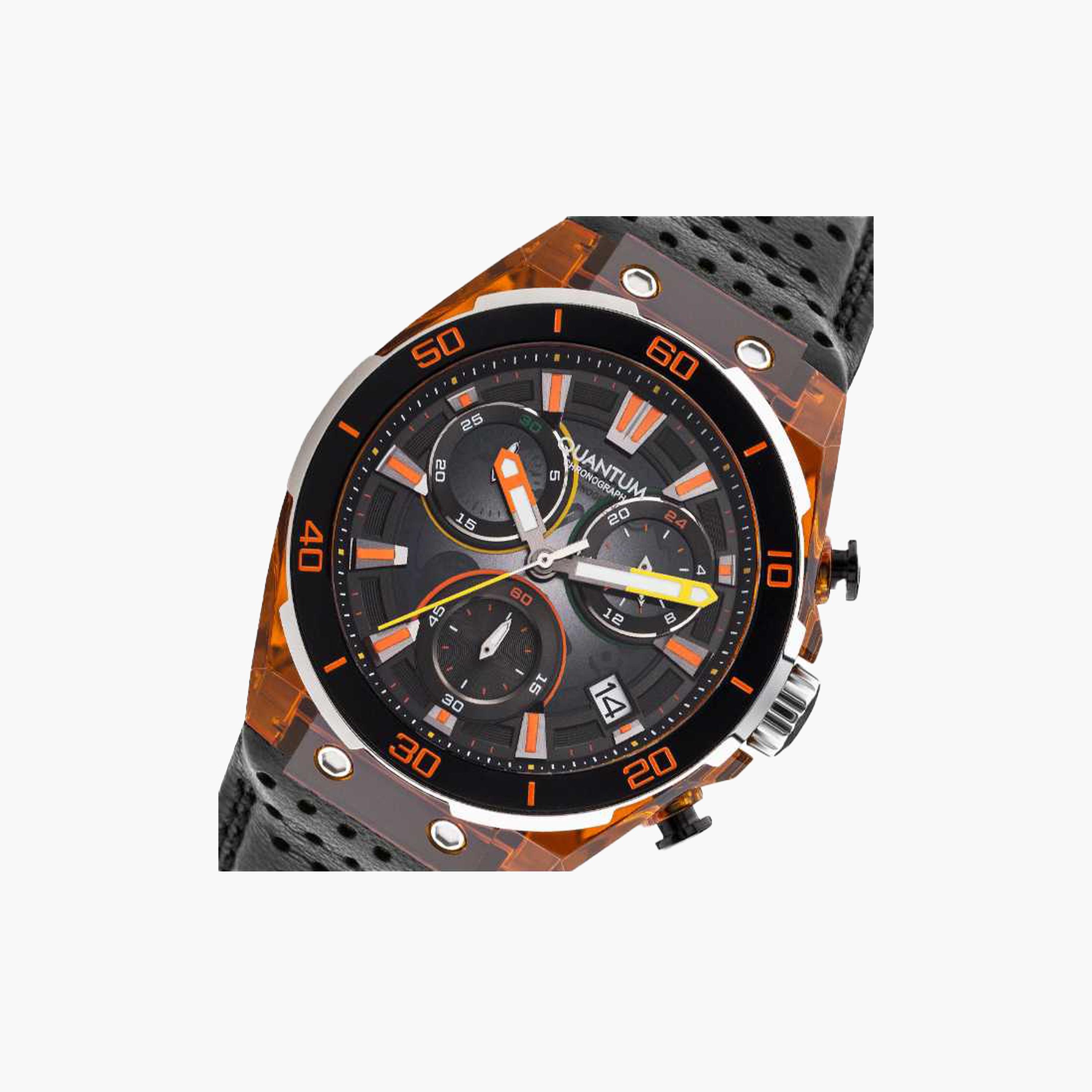كوانتوم- ساعة رجالية 43 مم كرونوغراف سوار جلدي لون أسود-men-watchesandjewellery-watches-image-5