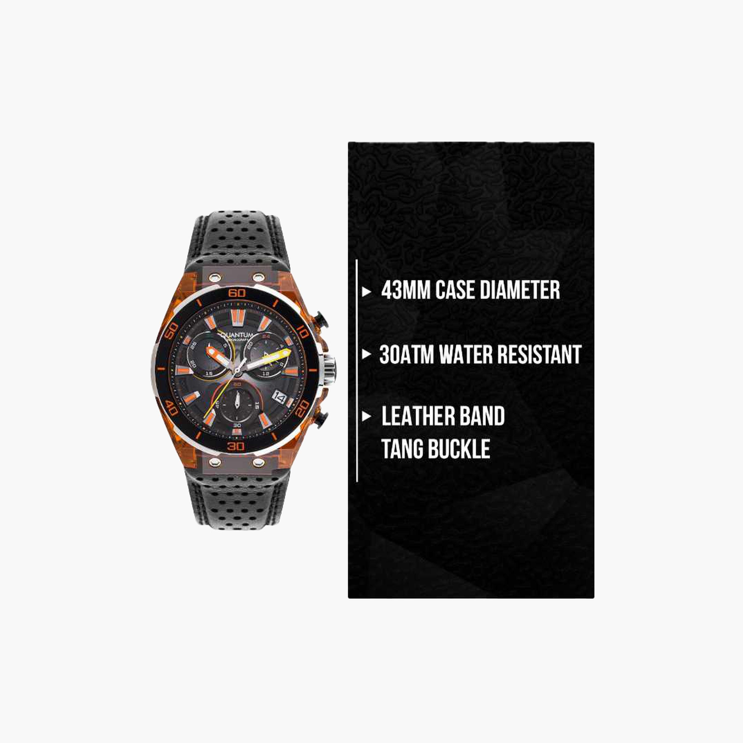 كوانتوم- ساعة رجالية 43 مم كرونوغراف سوار جلدي لون أسود-men-watchesandjewellery-watches-image-8