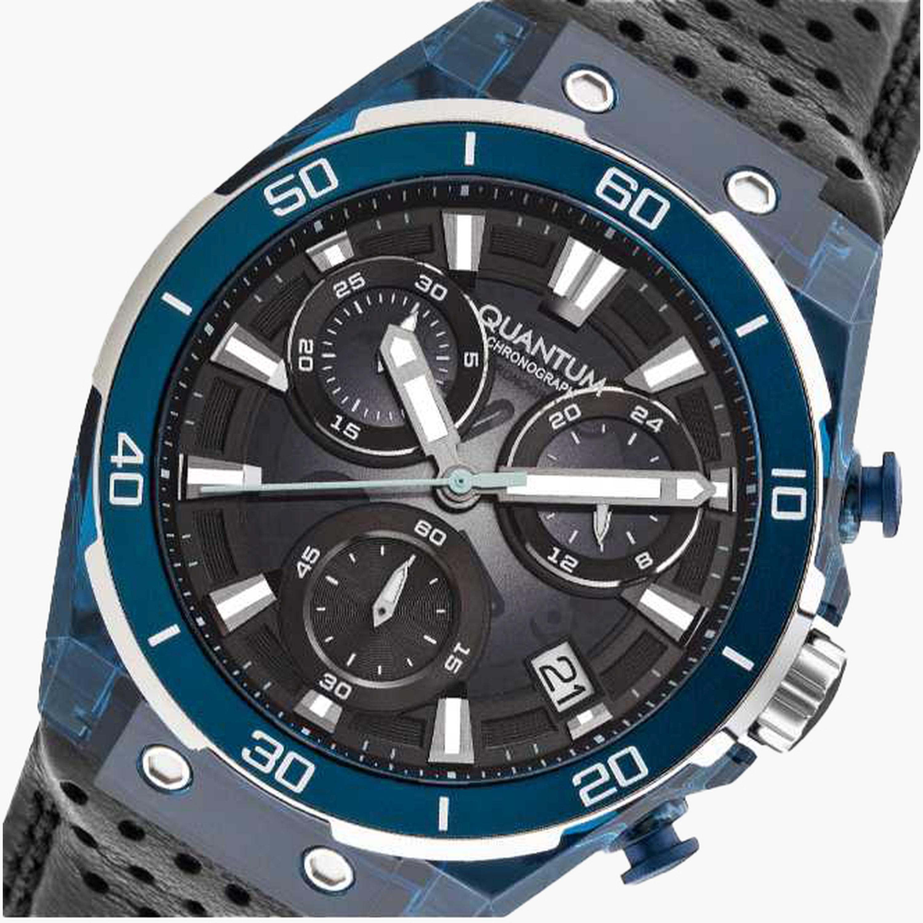 كوانتوم- ساعة رجالية 43 مم كرونوغراف سوار جلدي لون أسود-men-watchesandjewellery-watches-image-5