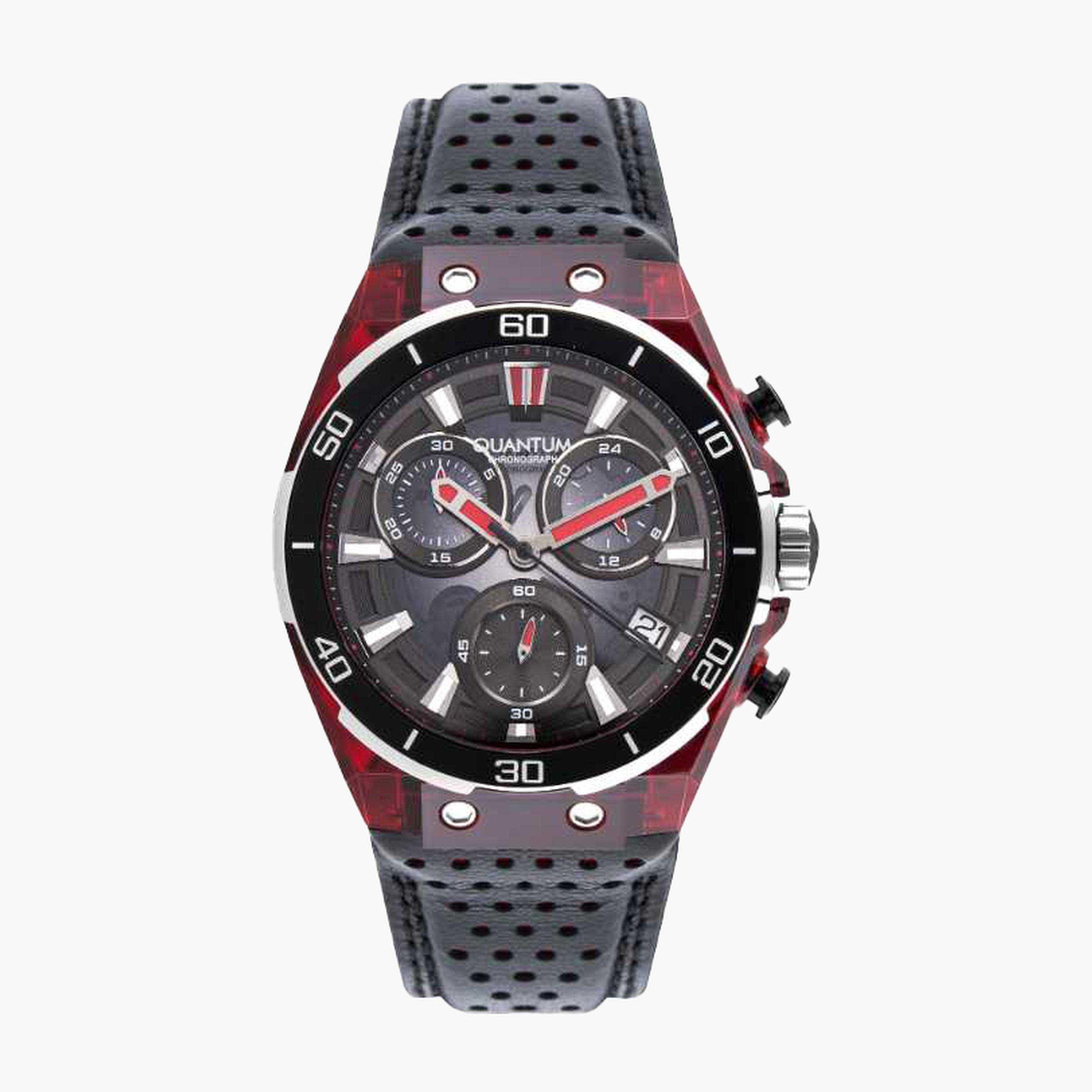 كوانتوم- ساعة رجالية 43 مم كرونوغراف سوار جلدي لون أسود-men-watchesandjewellery-watches-image-1