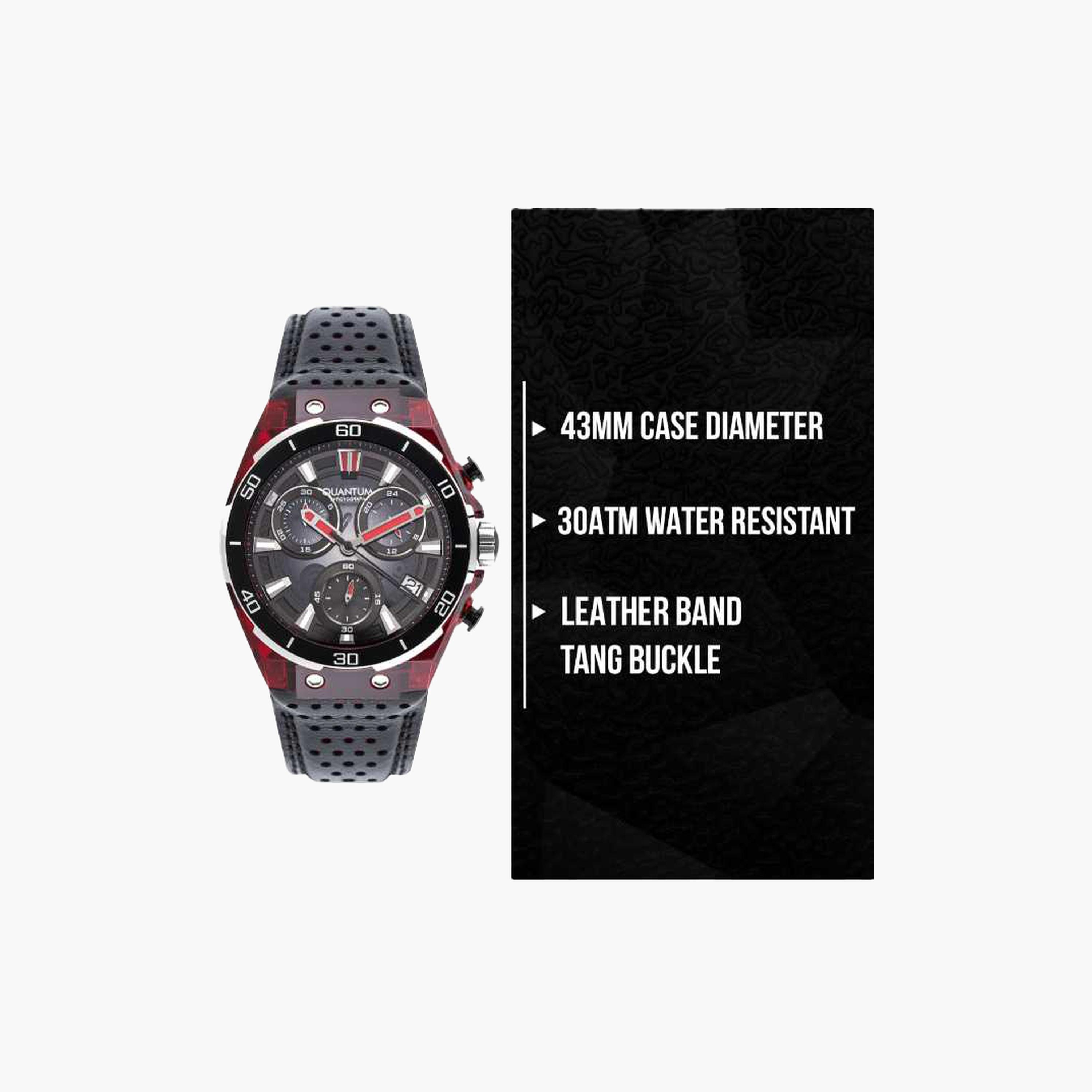 كوانتوم- ساعة رجالية 43 مم كرونوغراف سوار جلدي لون أسود-men-watchesandjewellery-watches-image-8