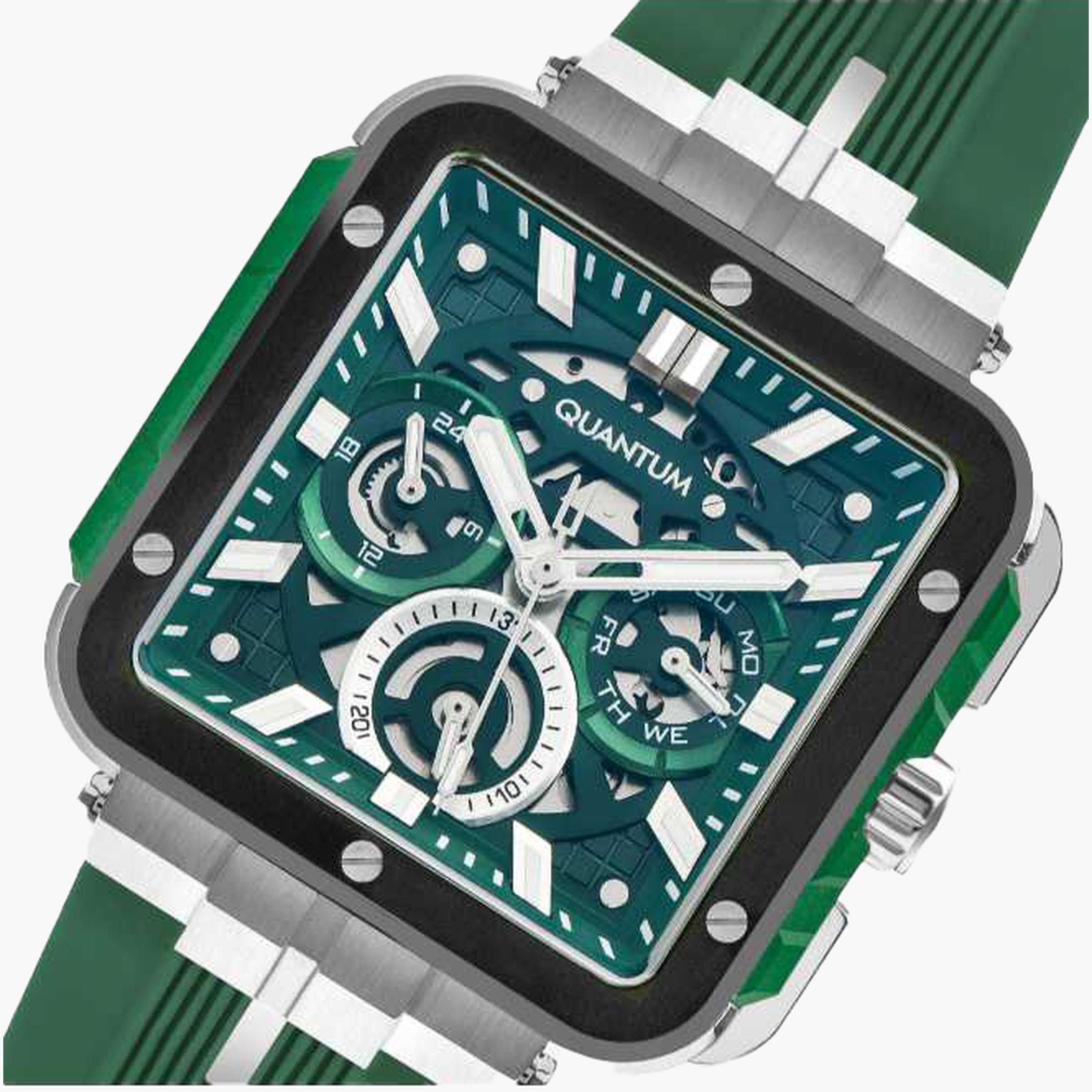 كوانتوم- ساعة رجالية 45 مم كرونوغراف سوار سيليكون لون أخضر غامق-men-watchesandjewellery-watches-image-5