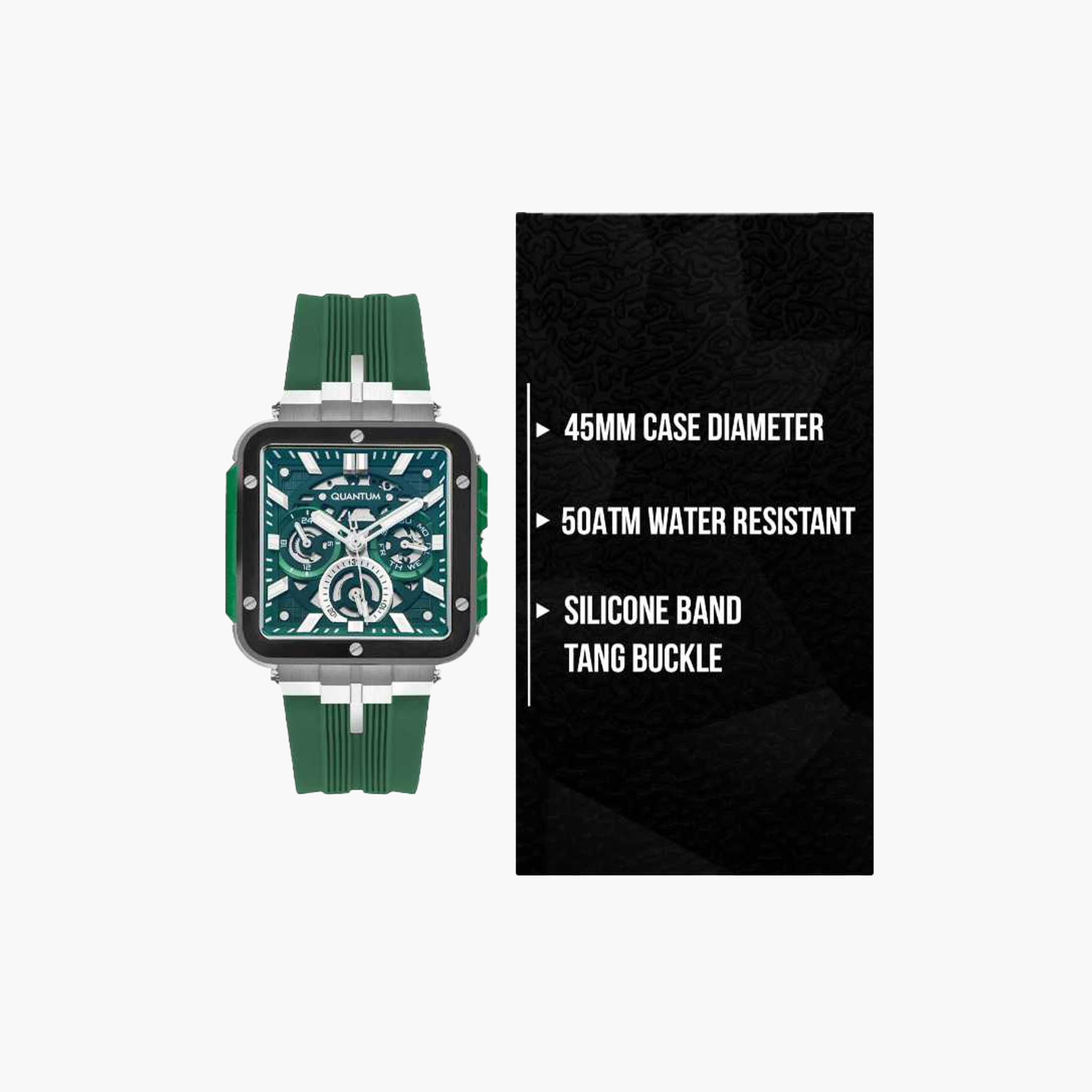 كوانتوم- ساعة رجالية 45 مم كرونوغراف سوار سيليكون لون أخضر غامق-men-watchesandjewellery-watches-image-8