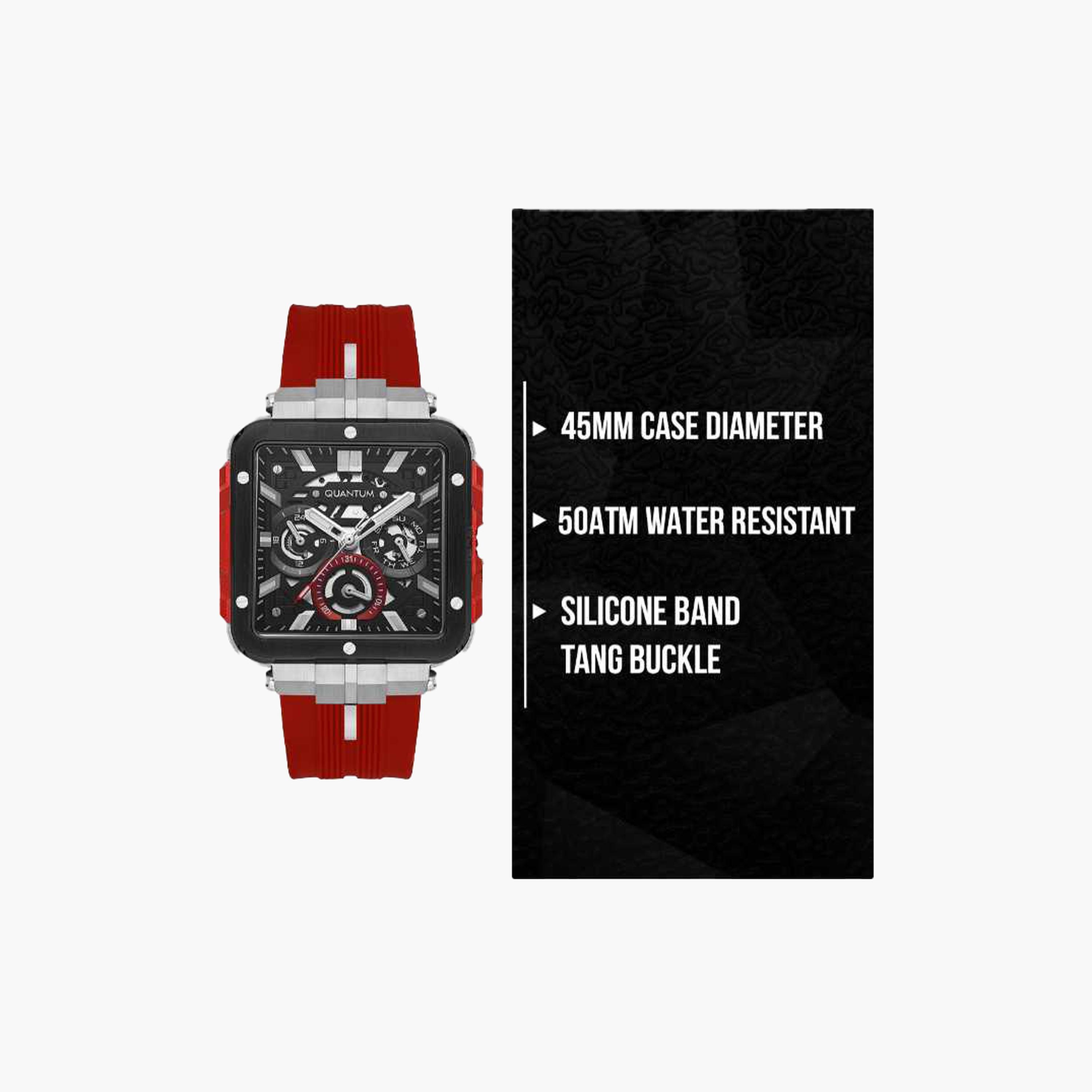 كوانتوم- ساعة رجالية 45 مم كرونوغراف سوار سيليكون لون أسود-men-watchesandjewellery-watches-image-8