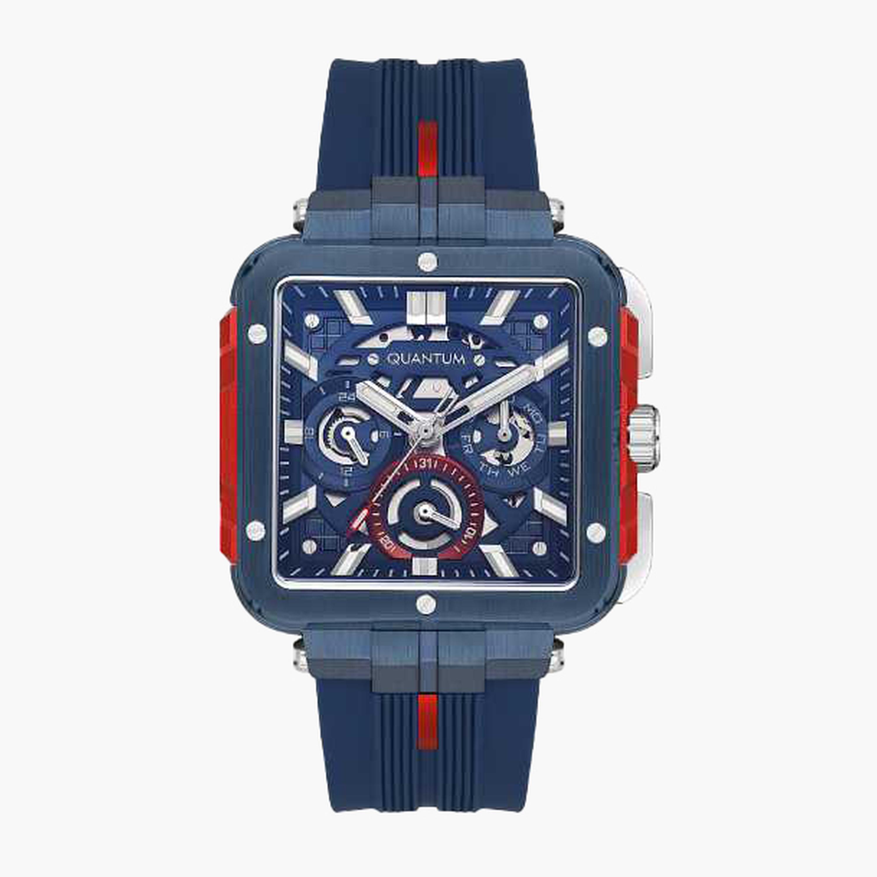 كوانتوم- ساعة رجالية 45 مم كرونوغراف سوار سيليكون لون أزرق-men-watchesandjewellery-watches-image-1