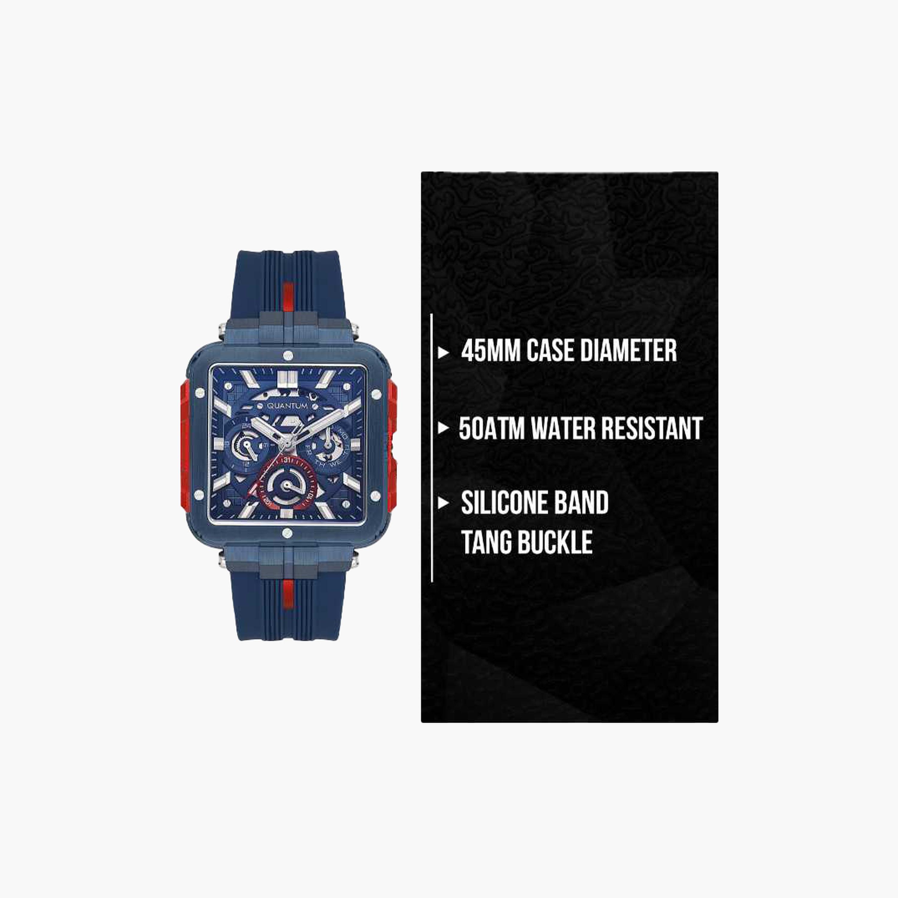كوانتوم- ساعة رجالية 45 مم كرونوغراف سوار سيليكون لون أزرق-men-watchesandjewellery-watches-image-8