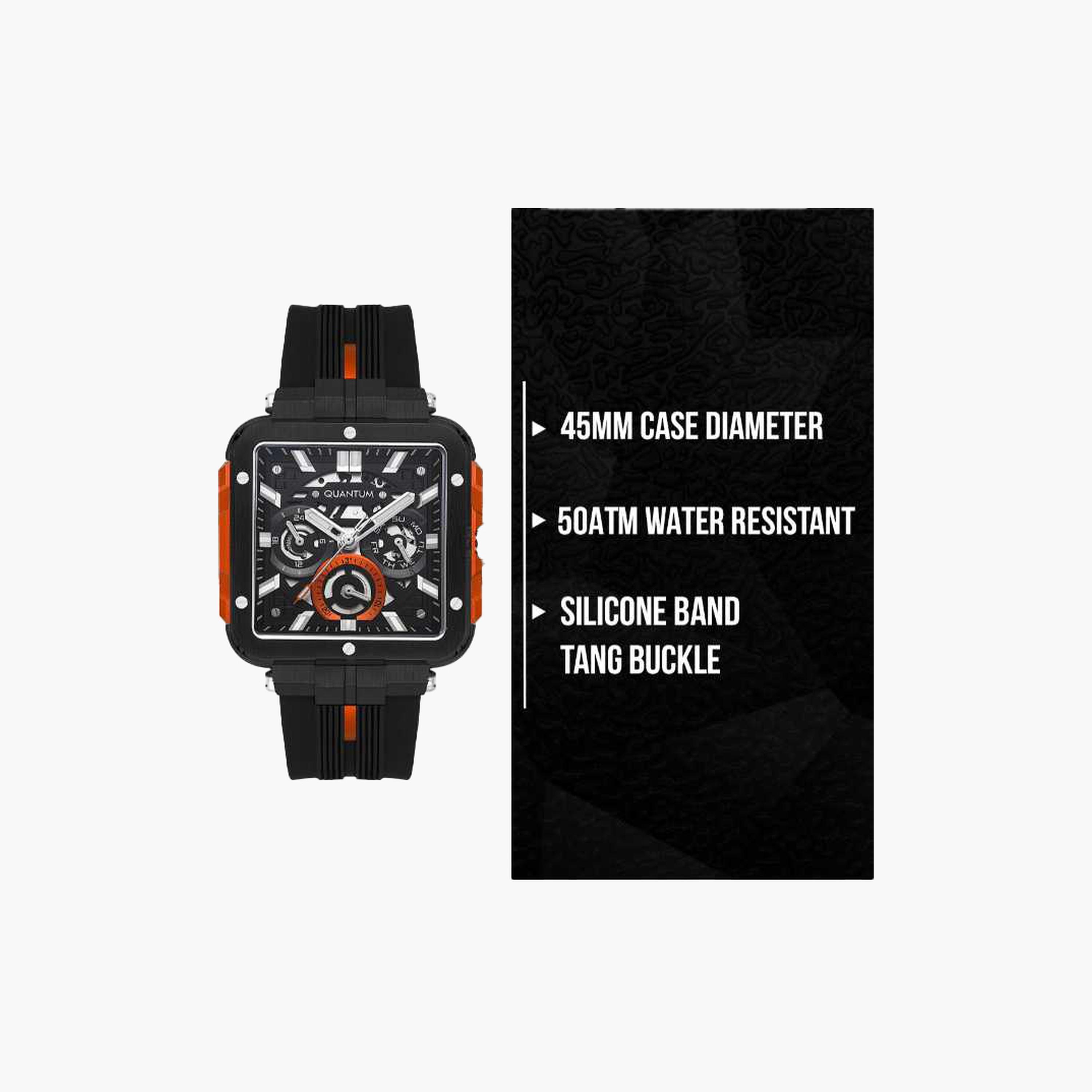 كوانتوم- ساعة رجالية 45 مم كرونوغراف سوار سيليكون لون أسود-men-watchesandjewellery-watches-image-8