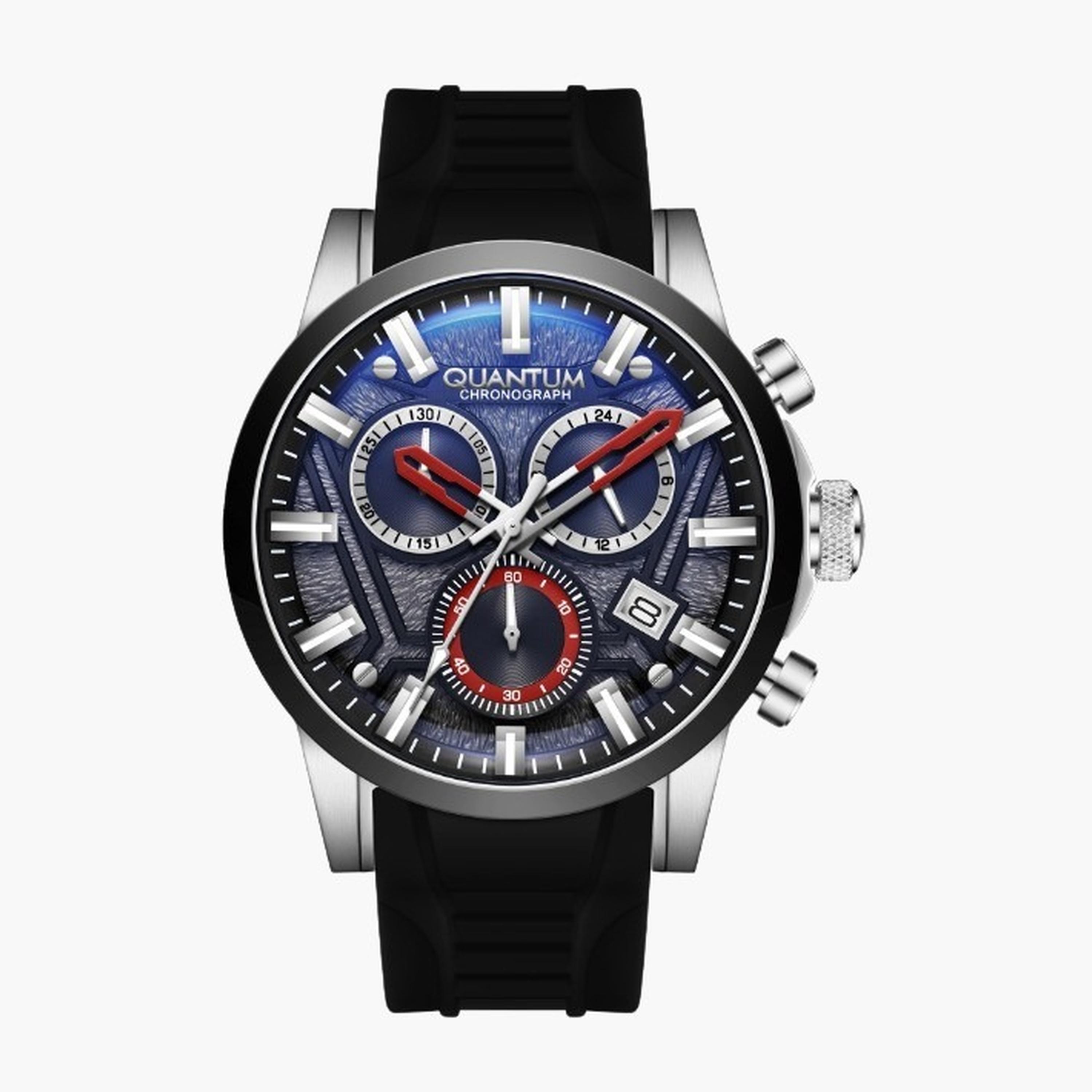 كوانتوم- ساعة رجالية 45 مم كرونوغراف سوار سيليكون لون أسود-men-watchesandjewellery-watches-image-1